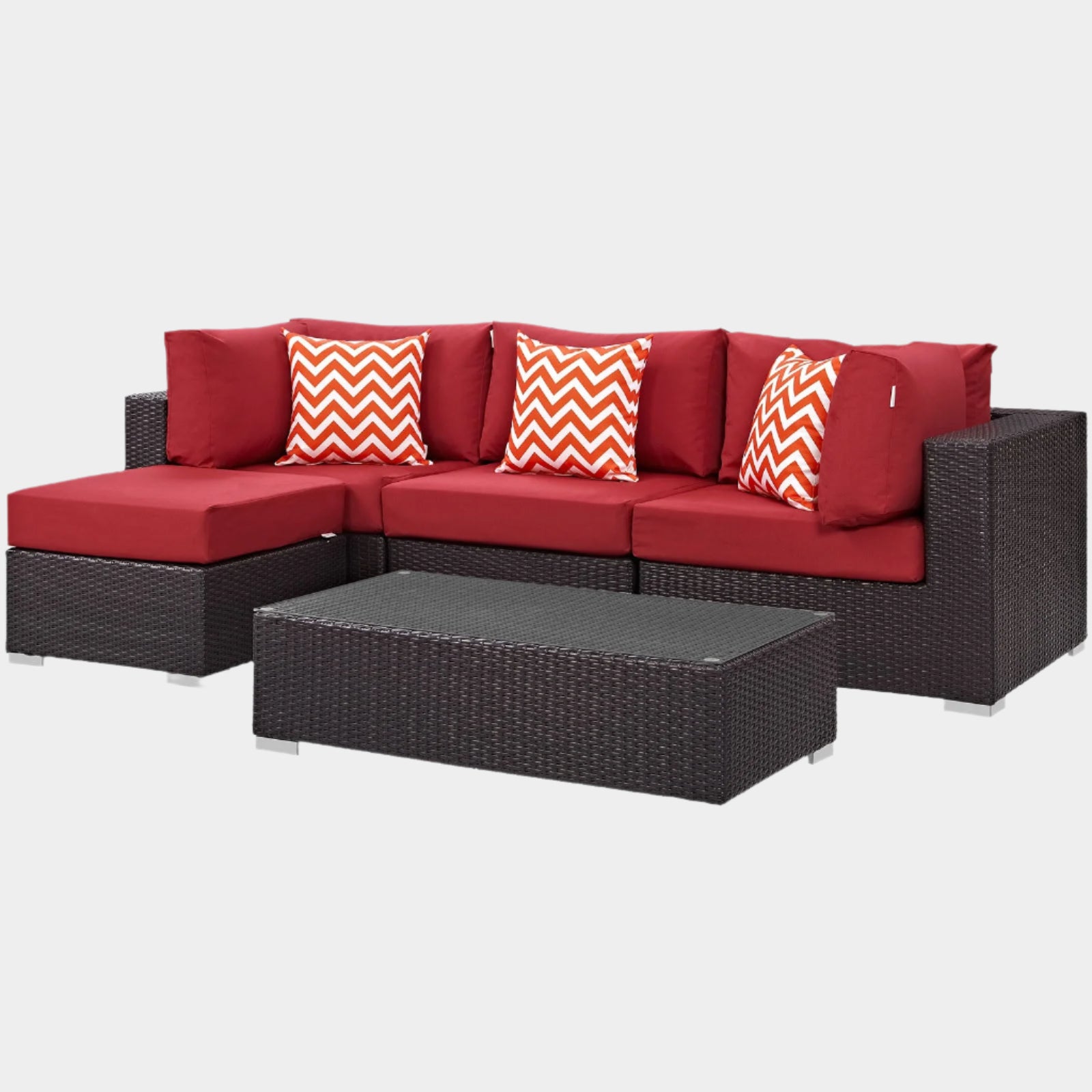 Convene 5 Piece Outdoor Patio Sectional Set