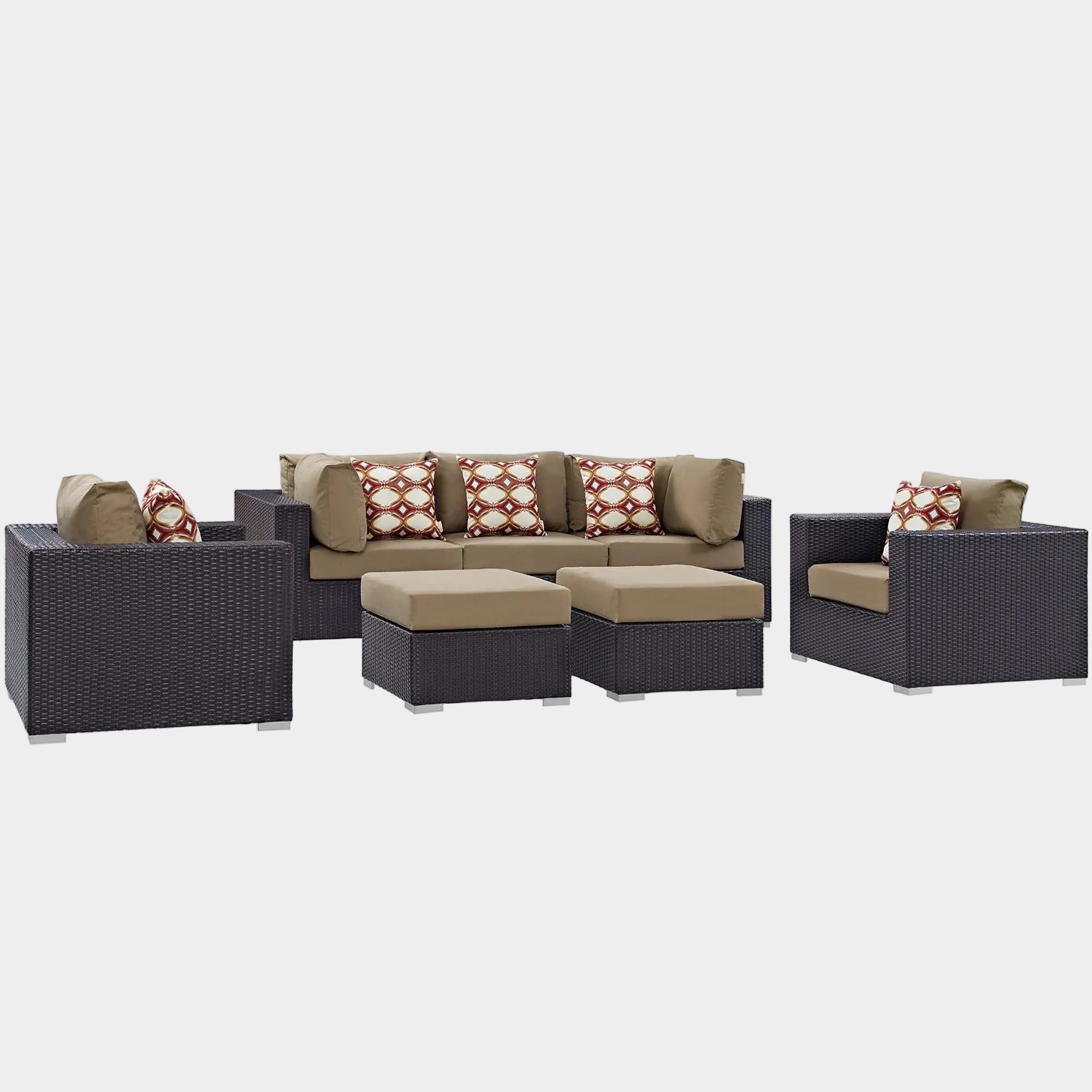 Convene 7 Piece Outdoor Sectional Set in Espresso Mocha