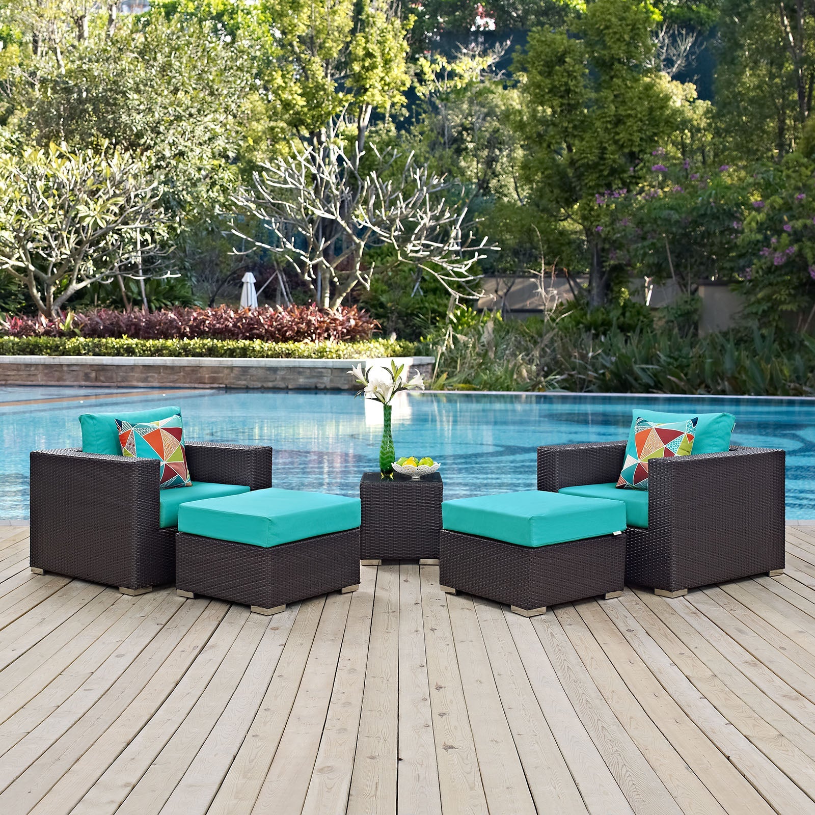 Convene 5 Piece Outdoor Patio Sectional Set