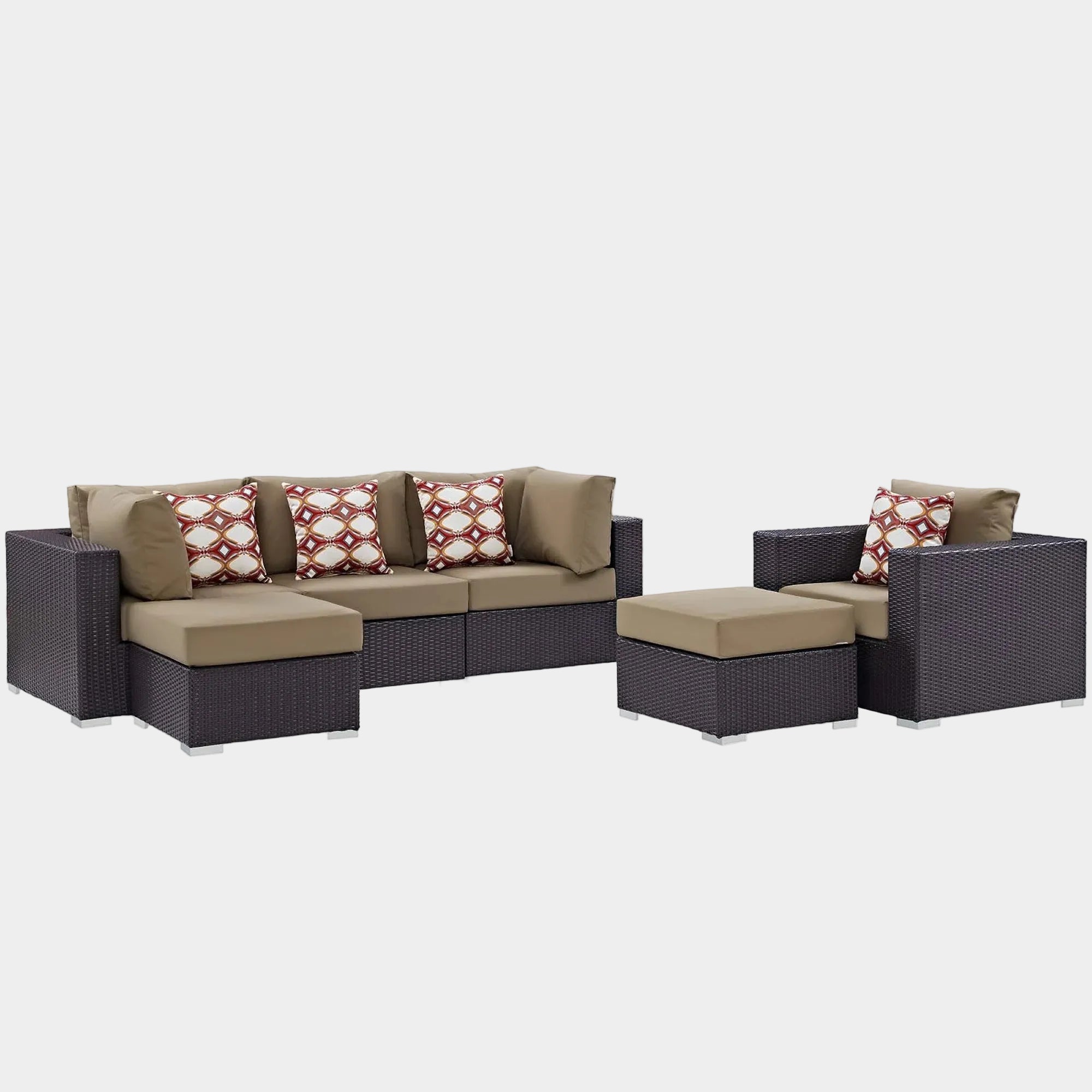 Convene 6 Piece Outdoor Sectional Set in Espresso Mocha