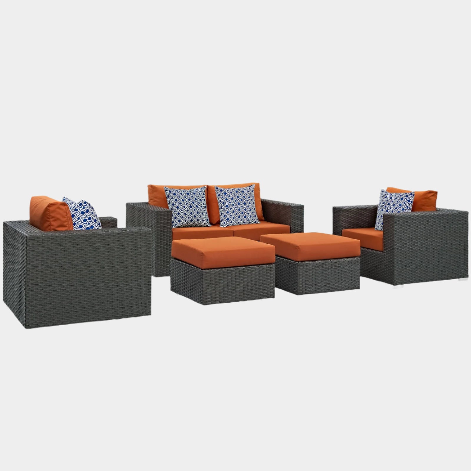 Sojourn 5 Piece Outdoor Patio Sunbrella® Sectional Set in Canvas Tuscan