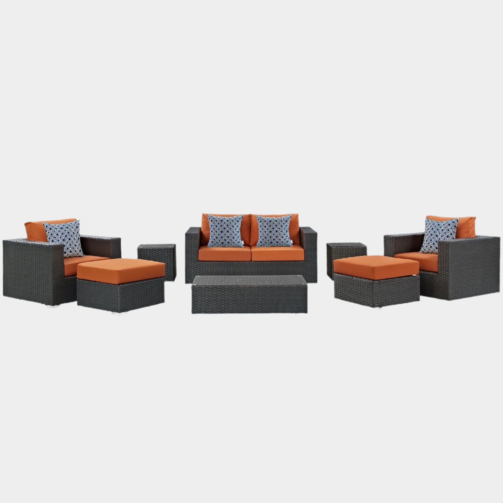 Sojourn 8 Piece Outdoor Patio Sunbrella® Sectional Set in Canvas Tuscan