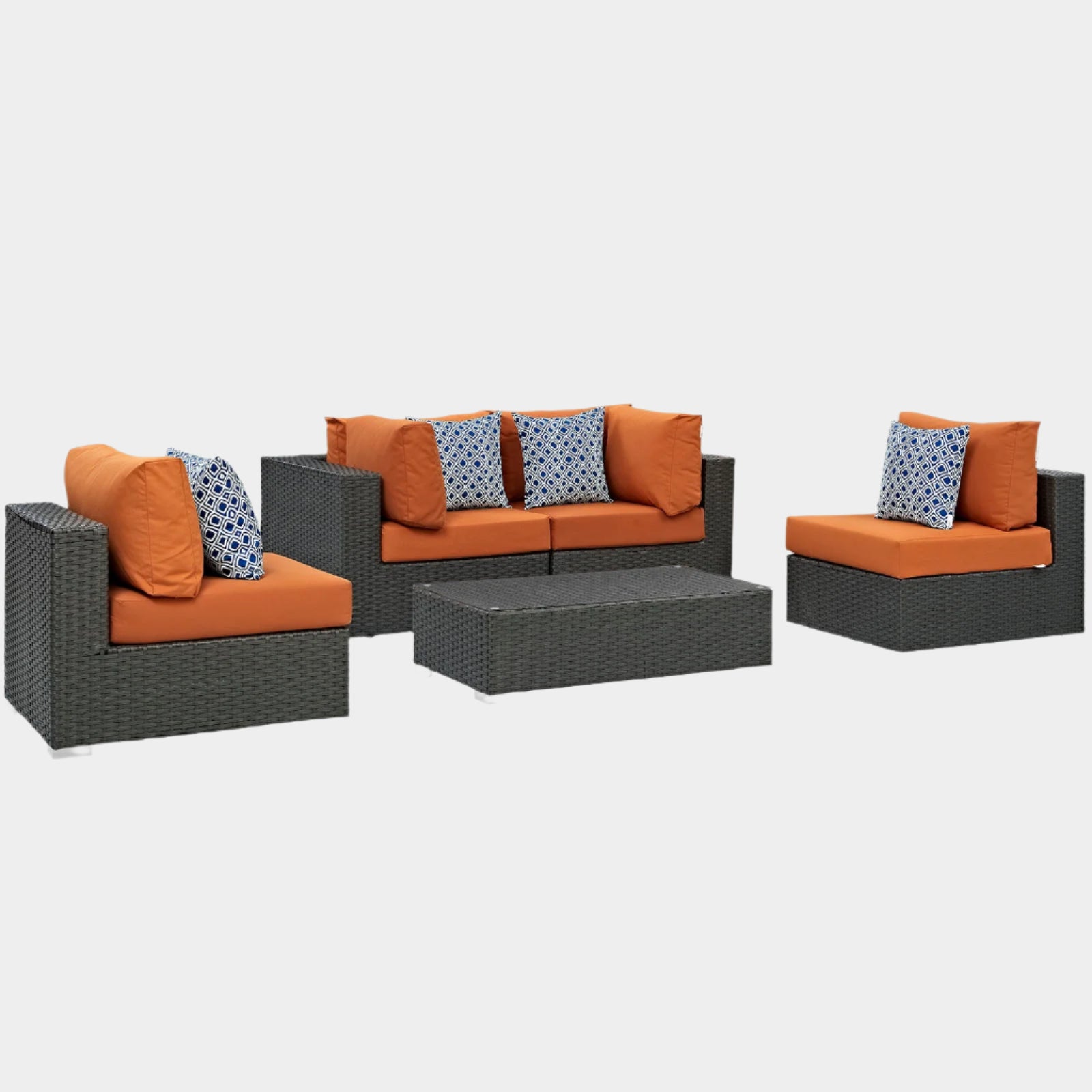 Sojourn 5 Piece Outdoor Patio Sunbrella® Sectional Set in Canvas Tuscan