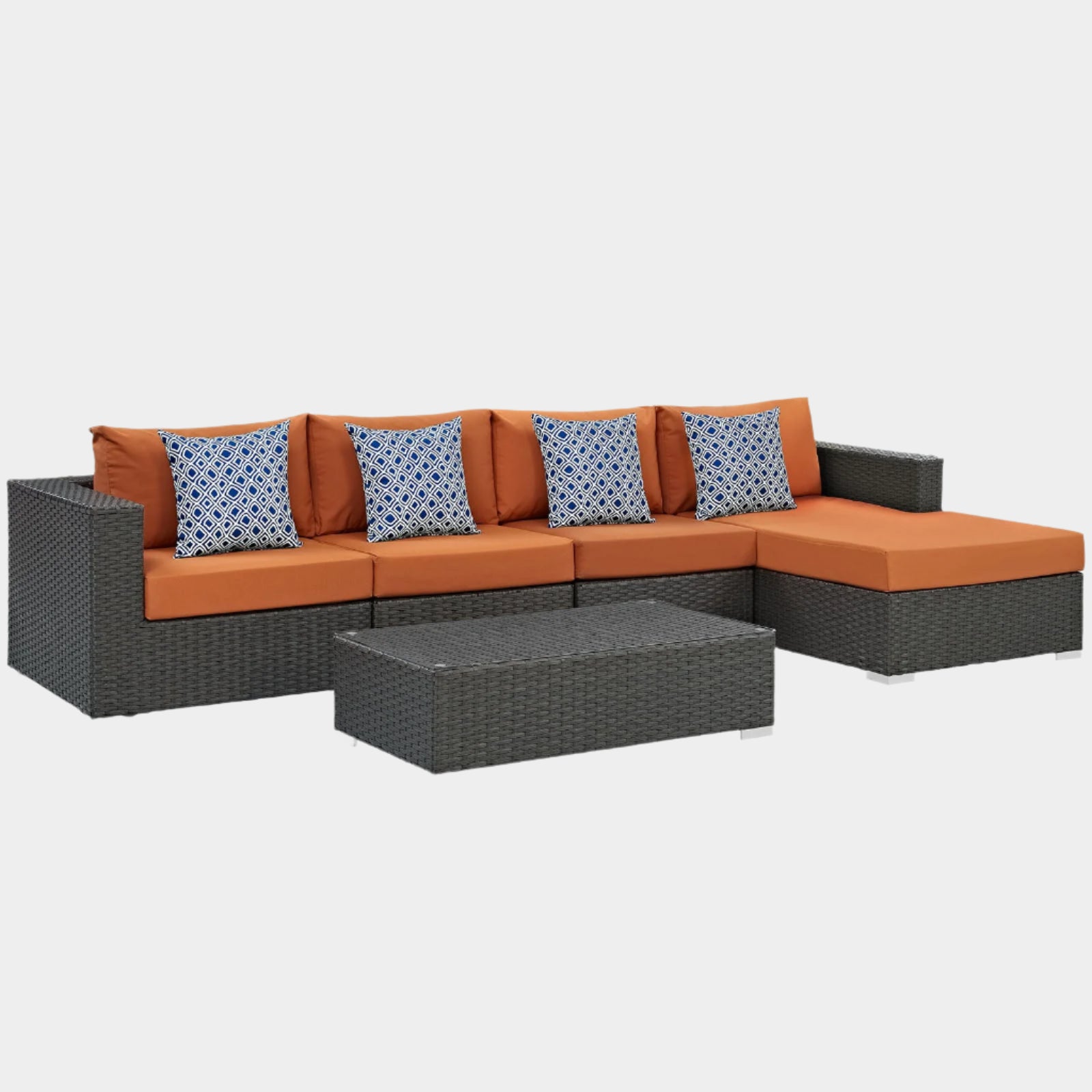 Sojourn 5 Piece Outdoor Patio Sunbrella® Sectional Set in Canvas Tuscan