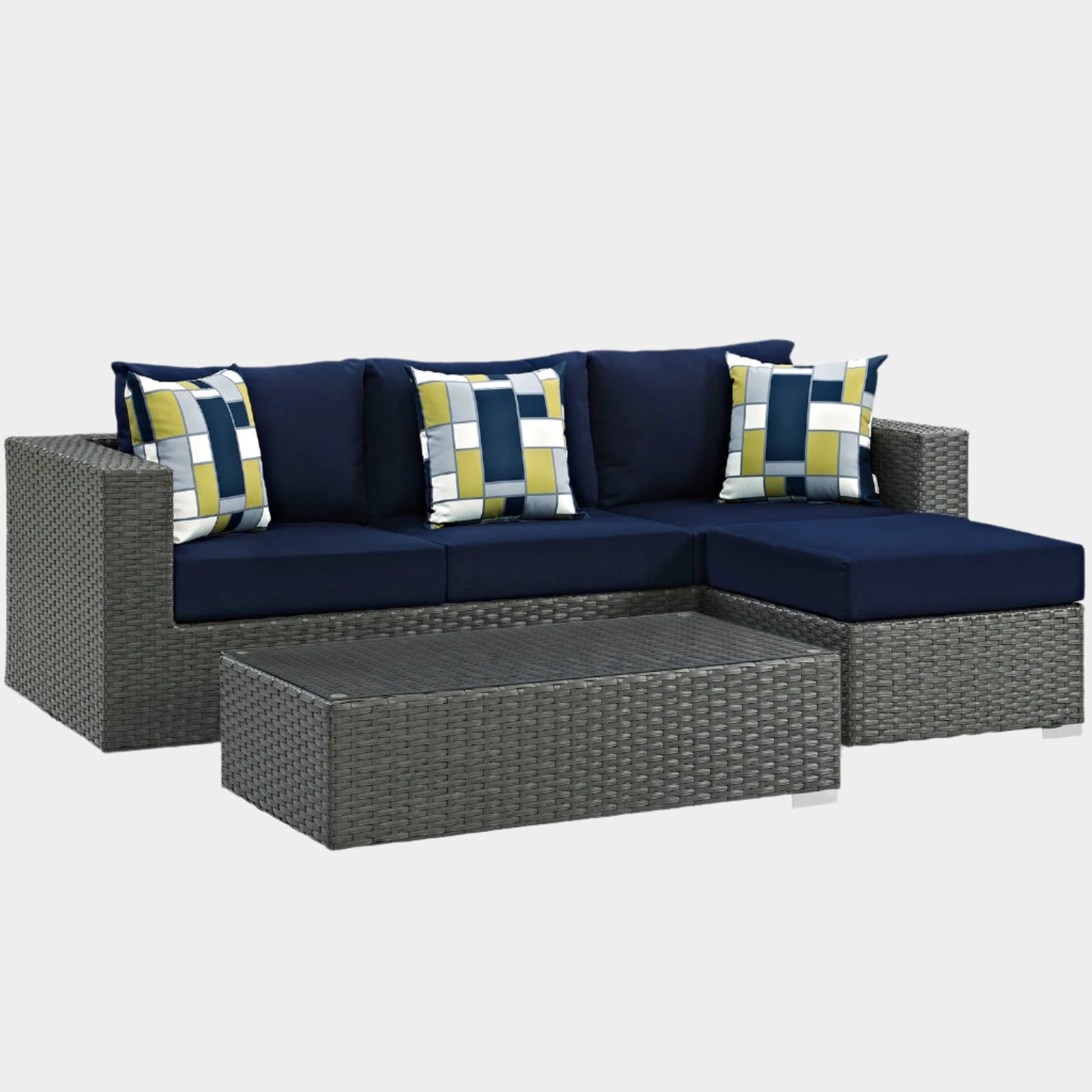 Sojourn 3 Piece Outdoor Patio Sunbrella® Sectional Set