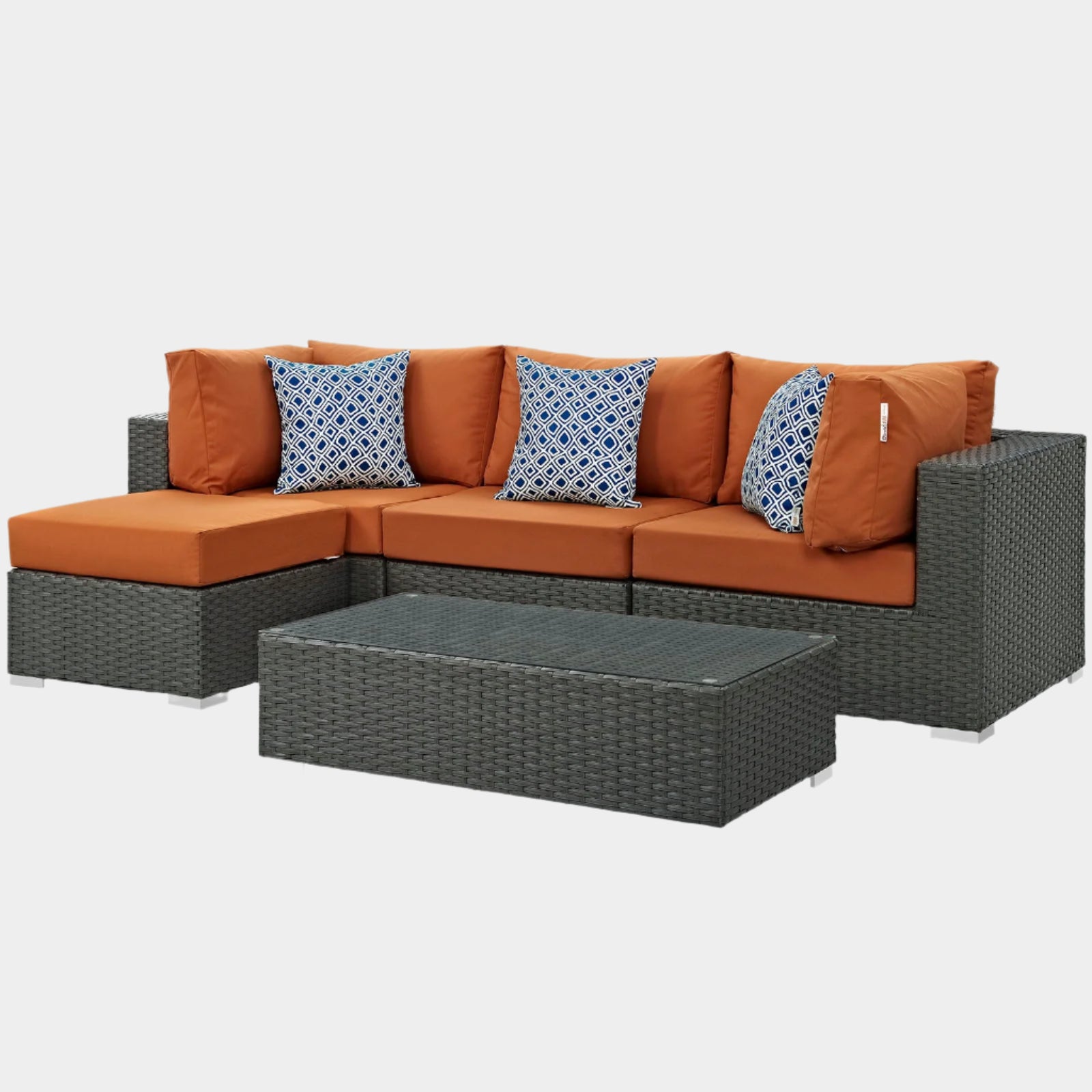 Sojourn 5 Piece Outdoor Patio Sunbrella® Sectional Set in Canvas Tuscan