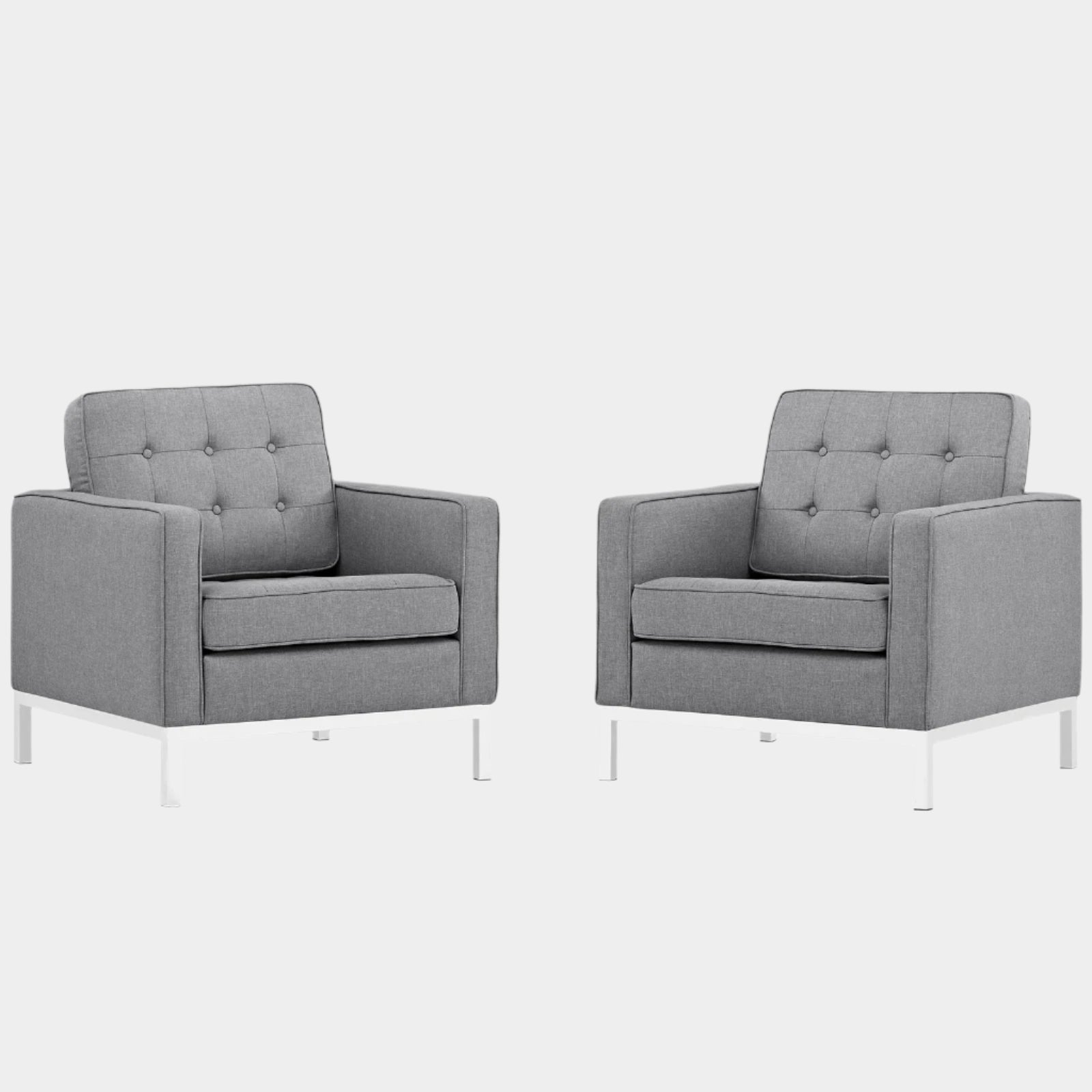 Lot de 2 fauteuils en tissu rembourré Loft