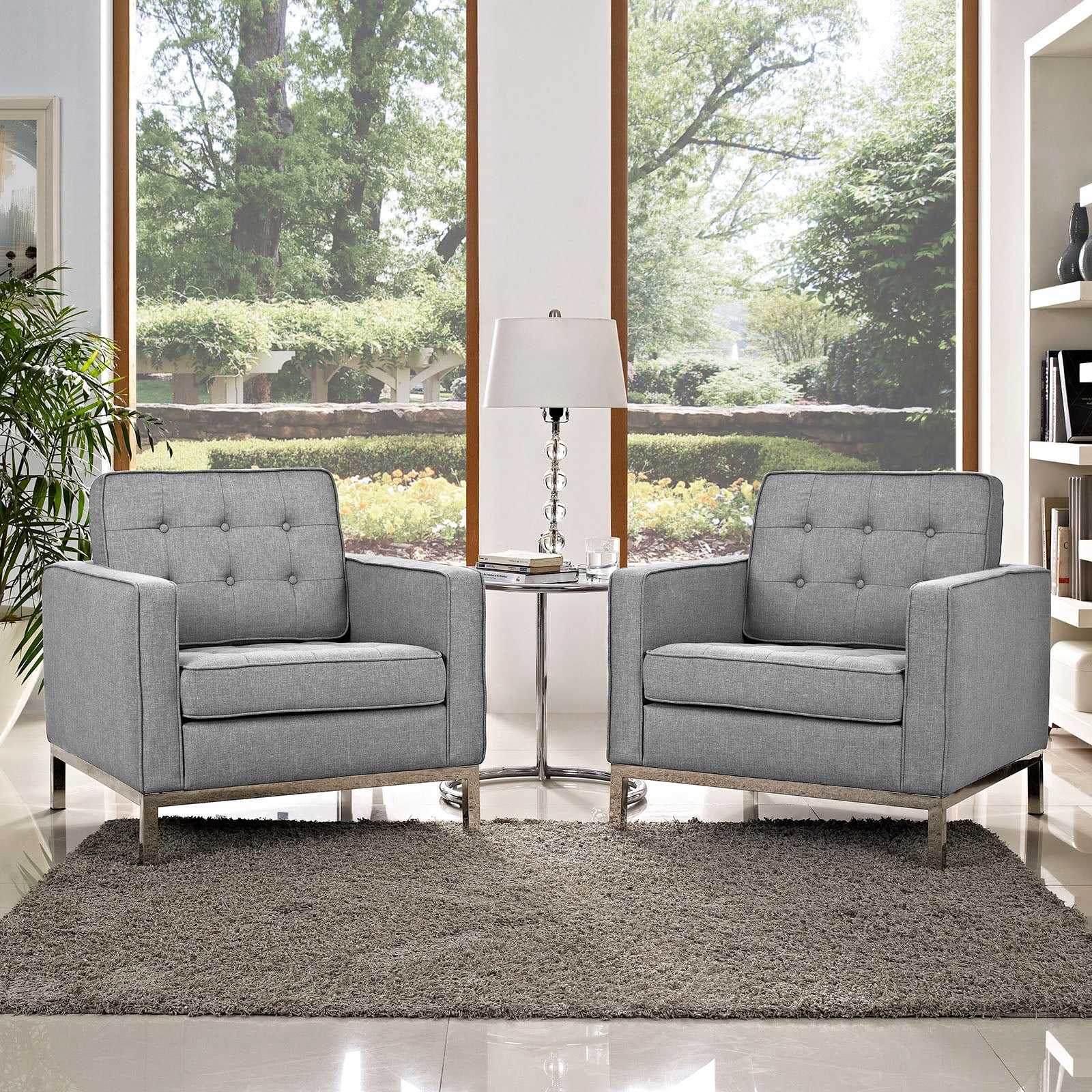 Lot de 2 fauteuils en tissu rembourré Loft