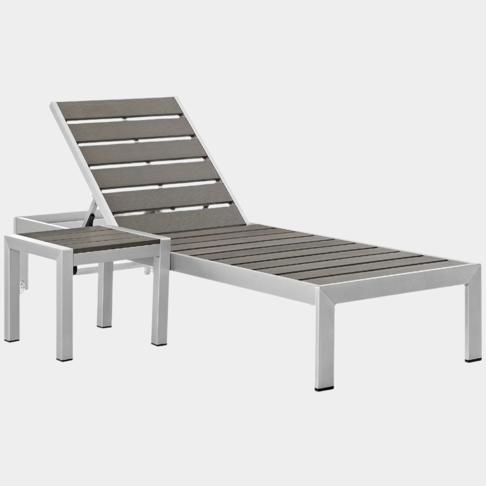 Shore 2 Piece Outdoor Patio Aluminum Set in Silver Gray