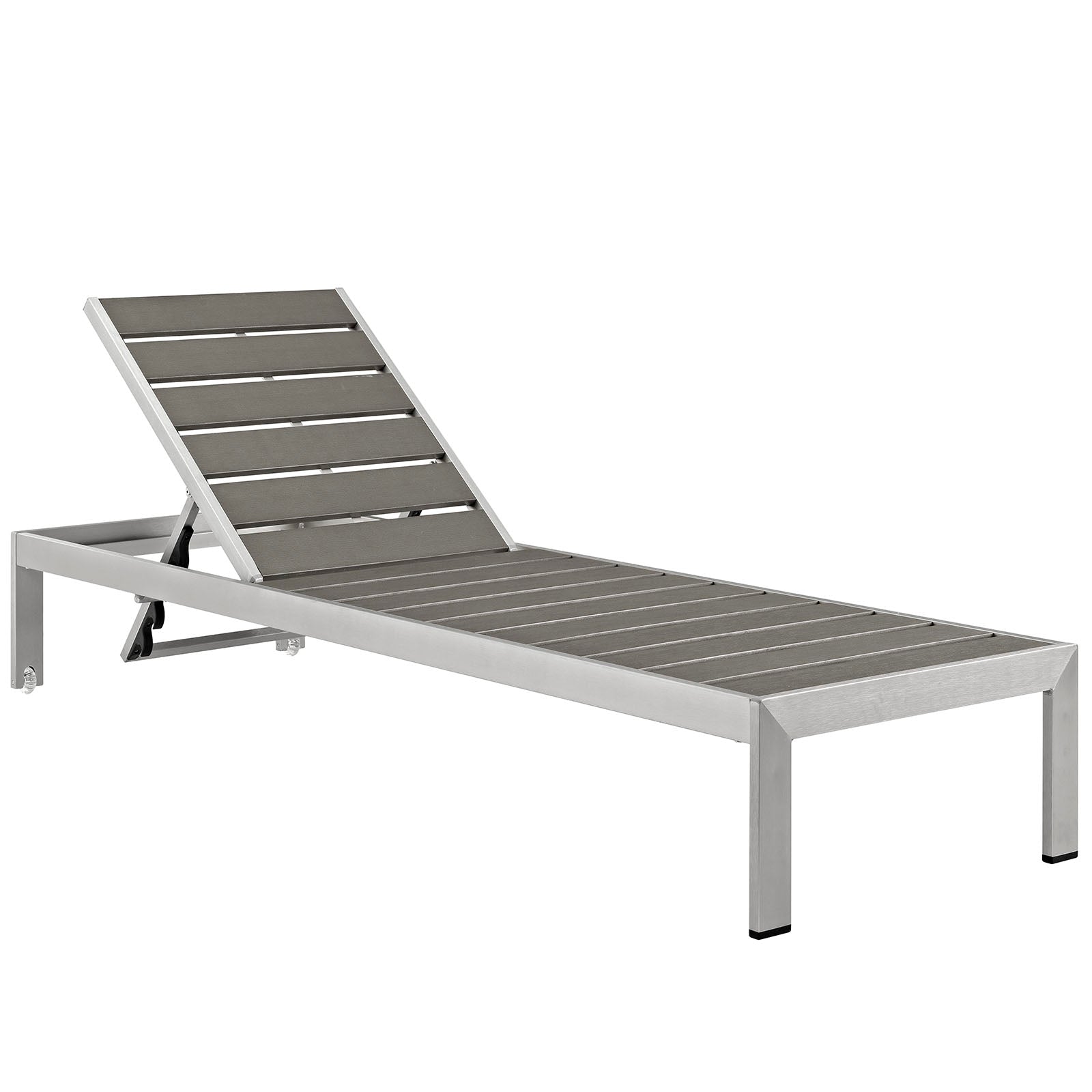 Shore Outdoor Patio Aluminum Chaise Set of 2 in Silver Gray