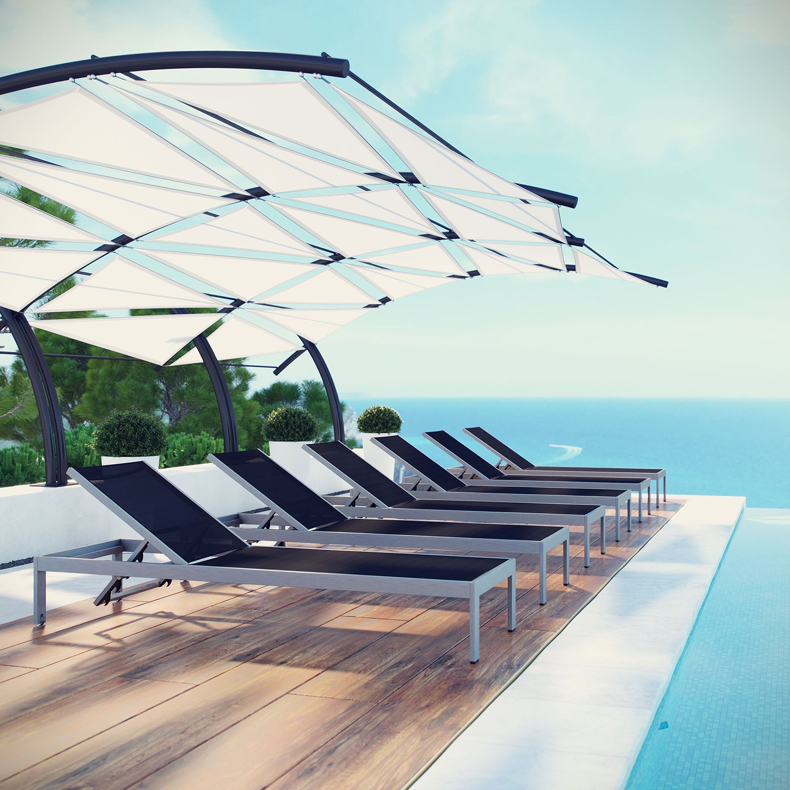 Shore Outdoor Patio Aluminum Chaise Set