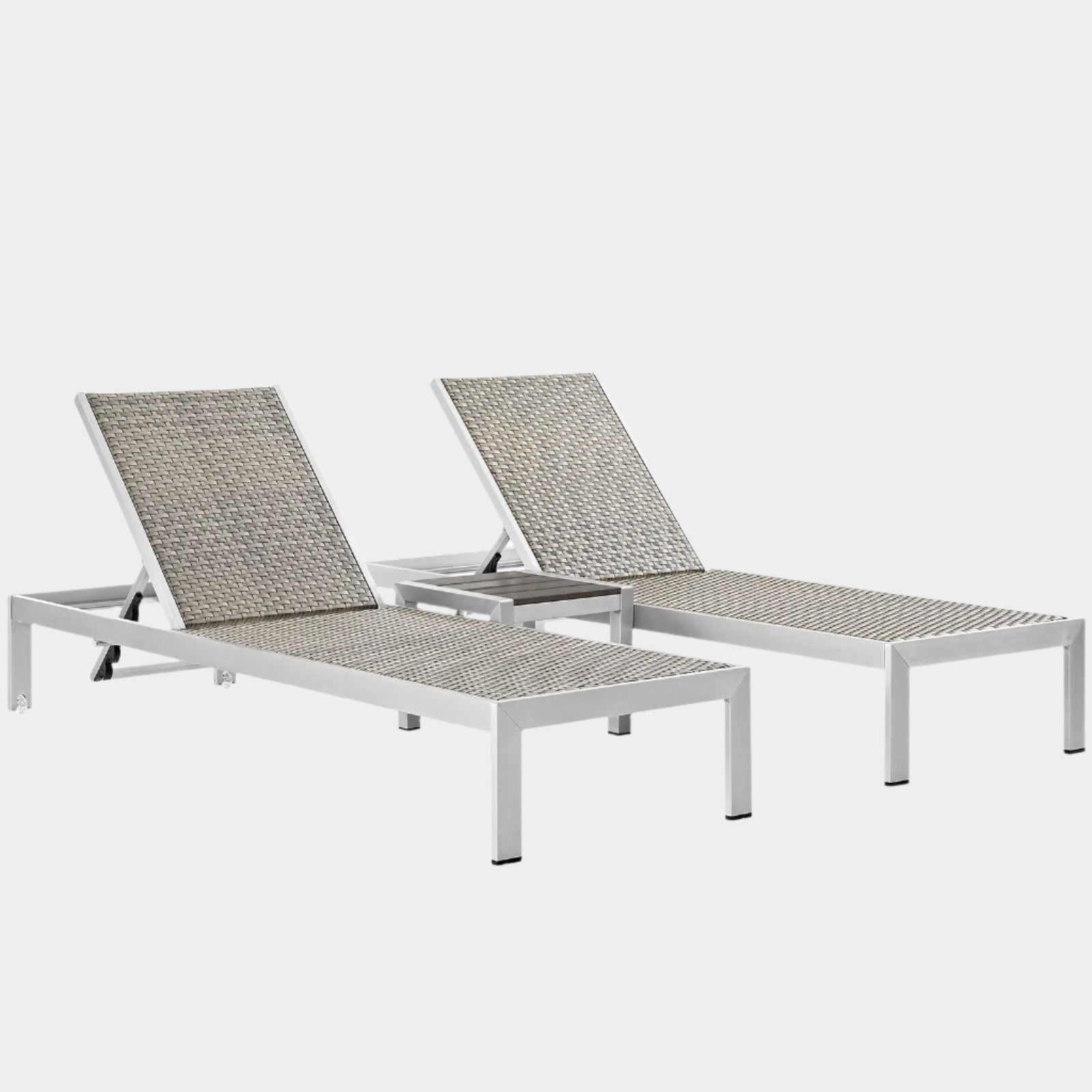 Shore 3 Piece Outdoor Patio Aluminum Set in Silver Gray