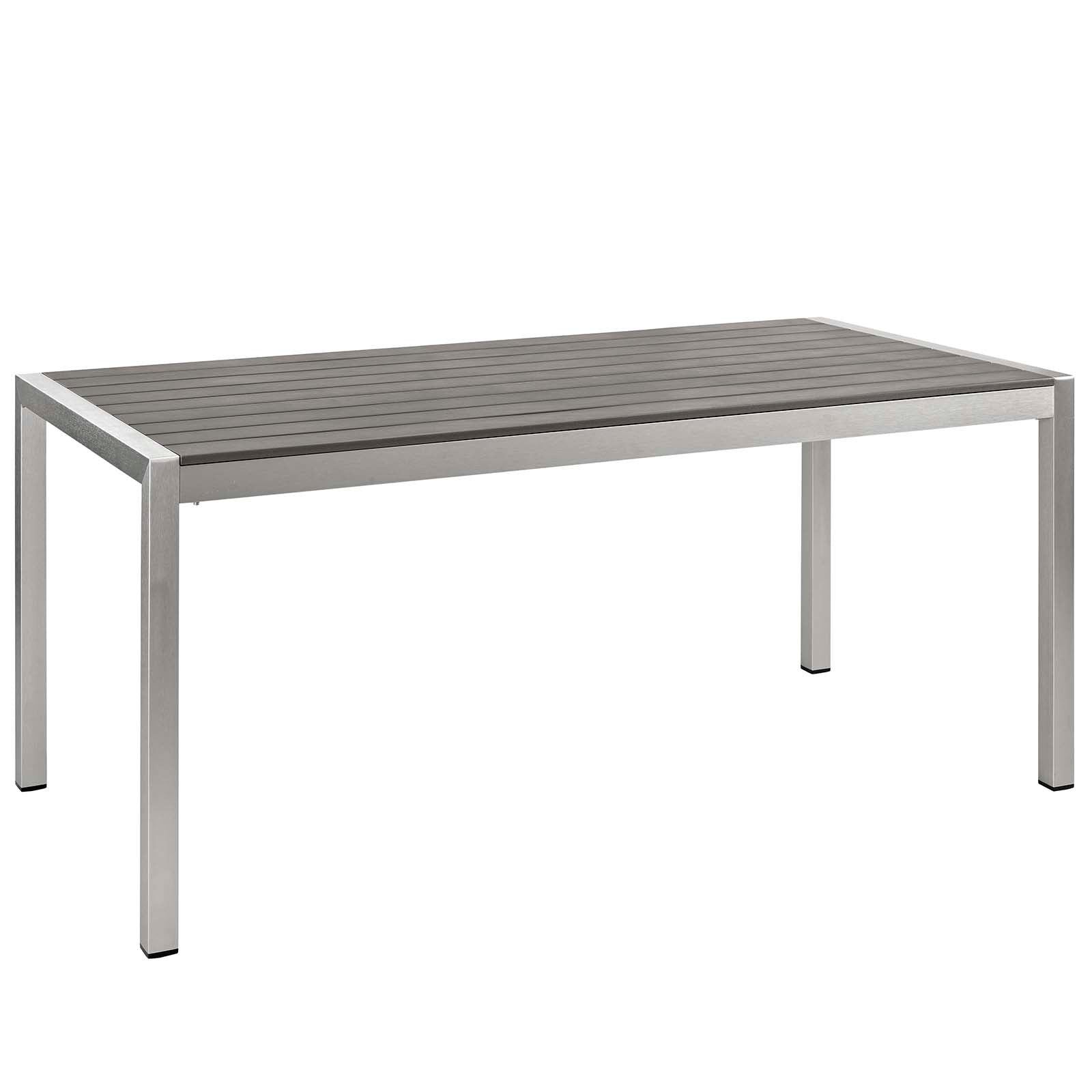 Shore 3 Piece Outdoor Patio Aluminum Dining Set in Silver Gray