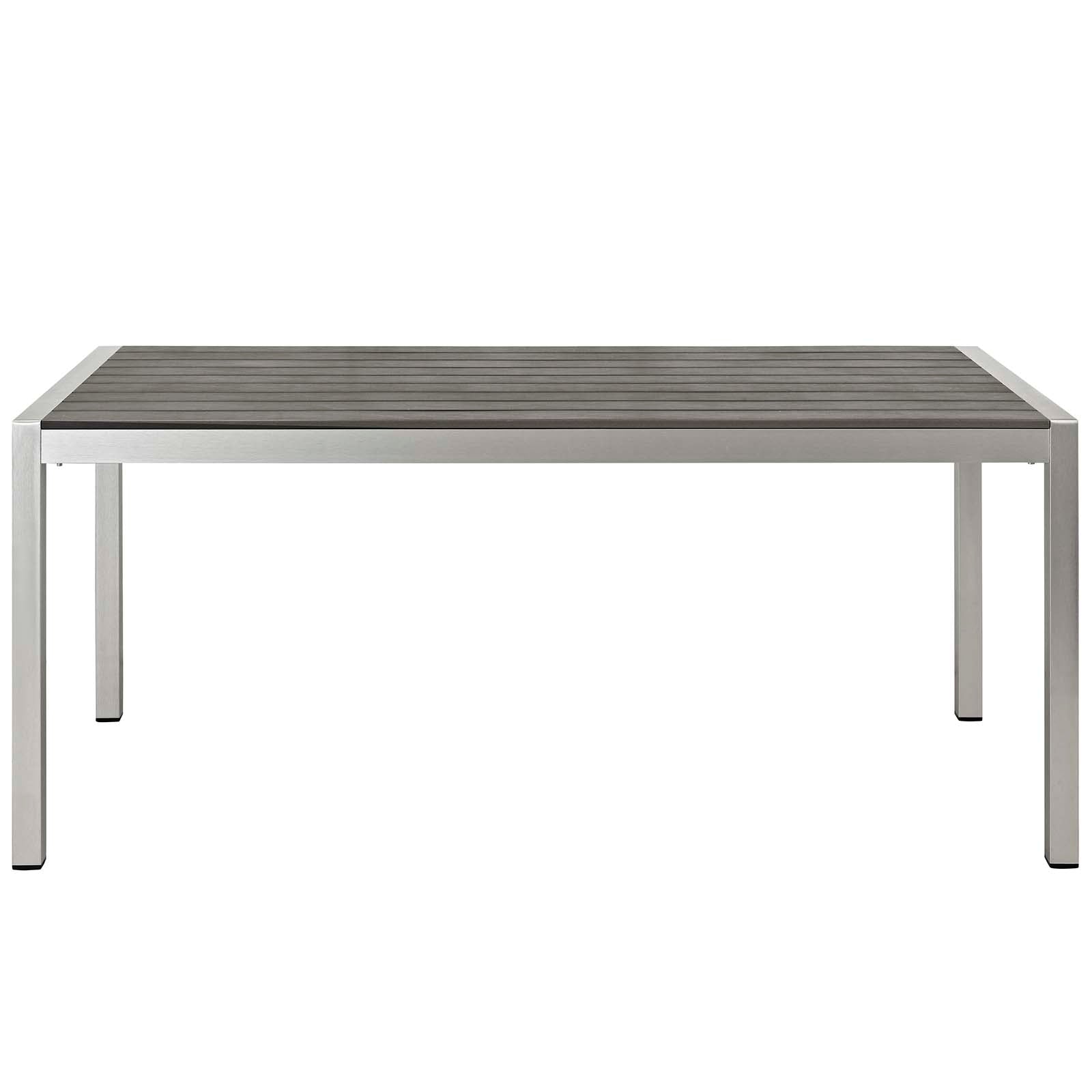 Shore 3 Piece Outdoor Patio Aluminum Dining Set in Silver Gray