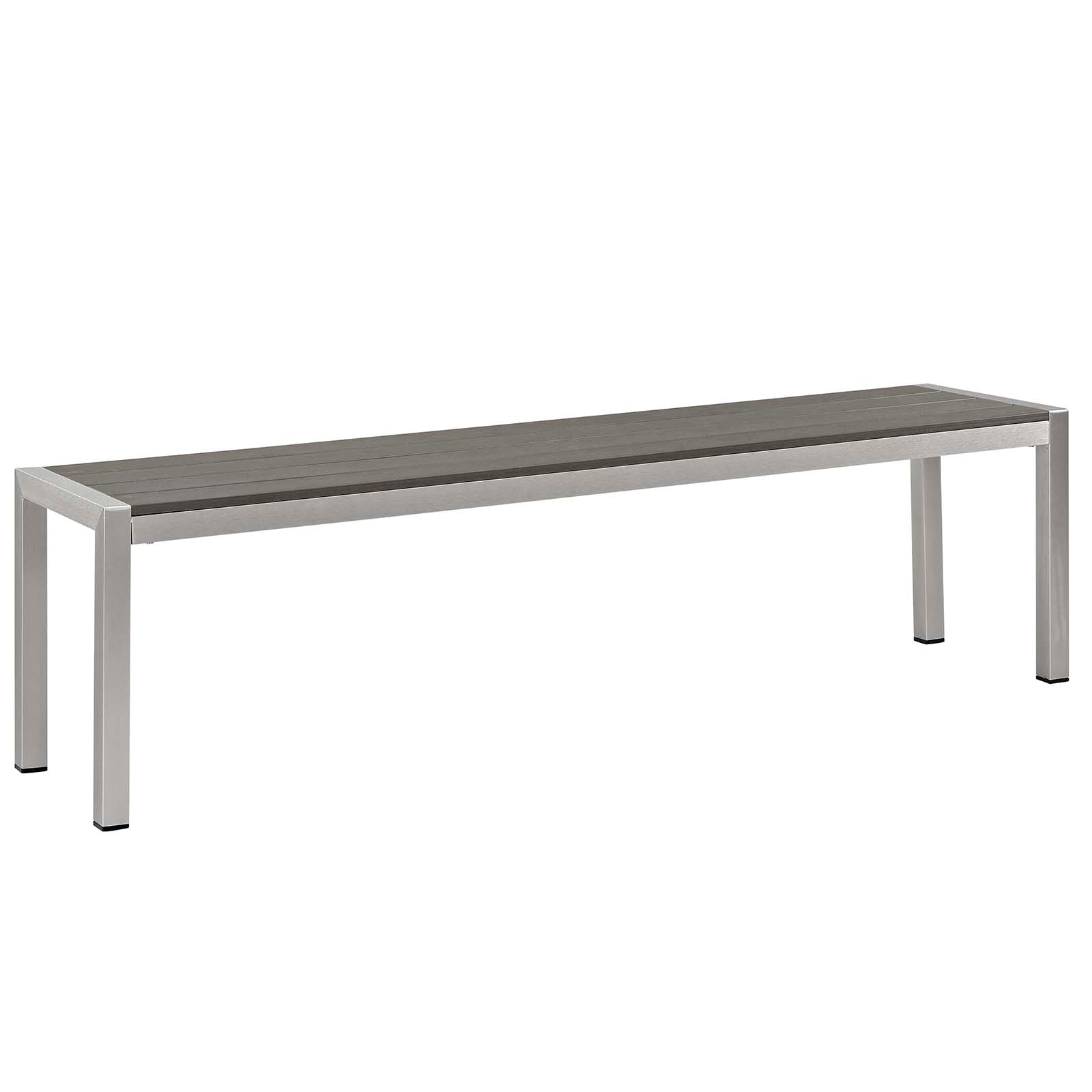 Shore 3 Piece Outdoor Patio Aluminum Dining Set in Silver Gray