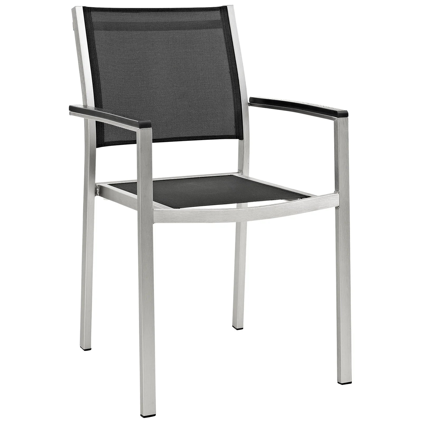 Shore 5 Piece Outdoor Patio Aluminum Dining Set in Silver Black