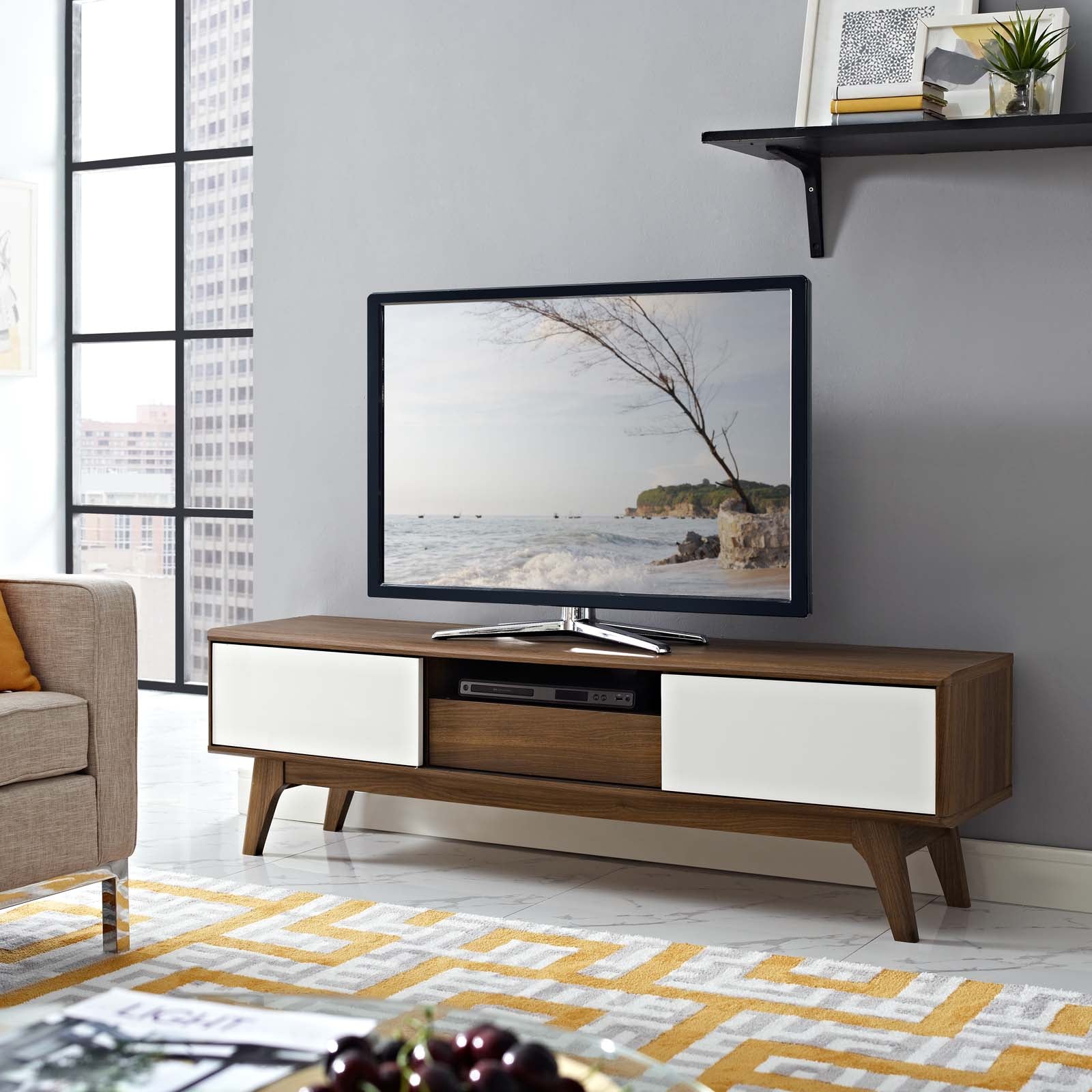 Envision 59” TV Stand in Walnut White