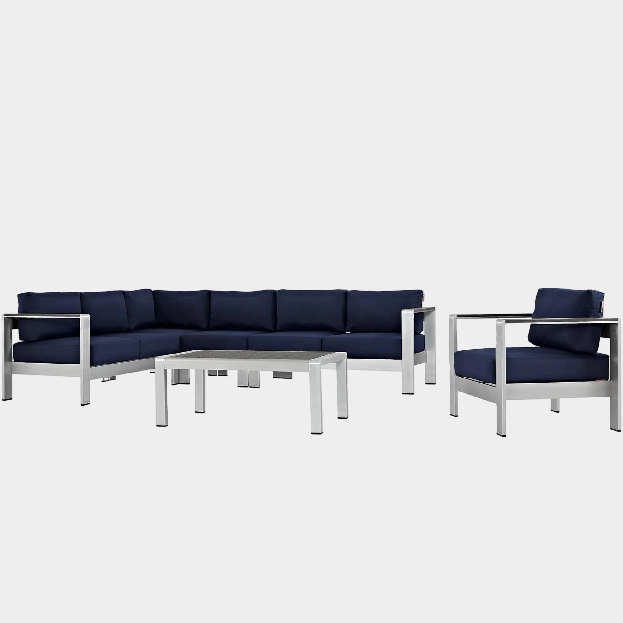 Shore 6 Piece Outdoor Aluminum Sectional Sofa Set