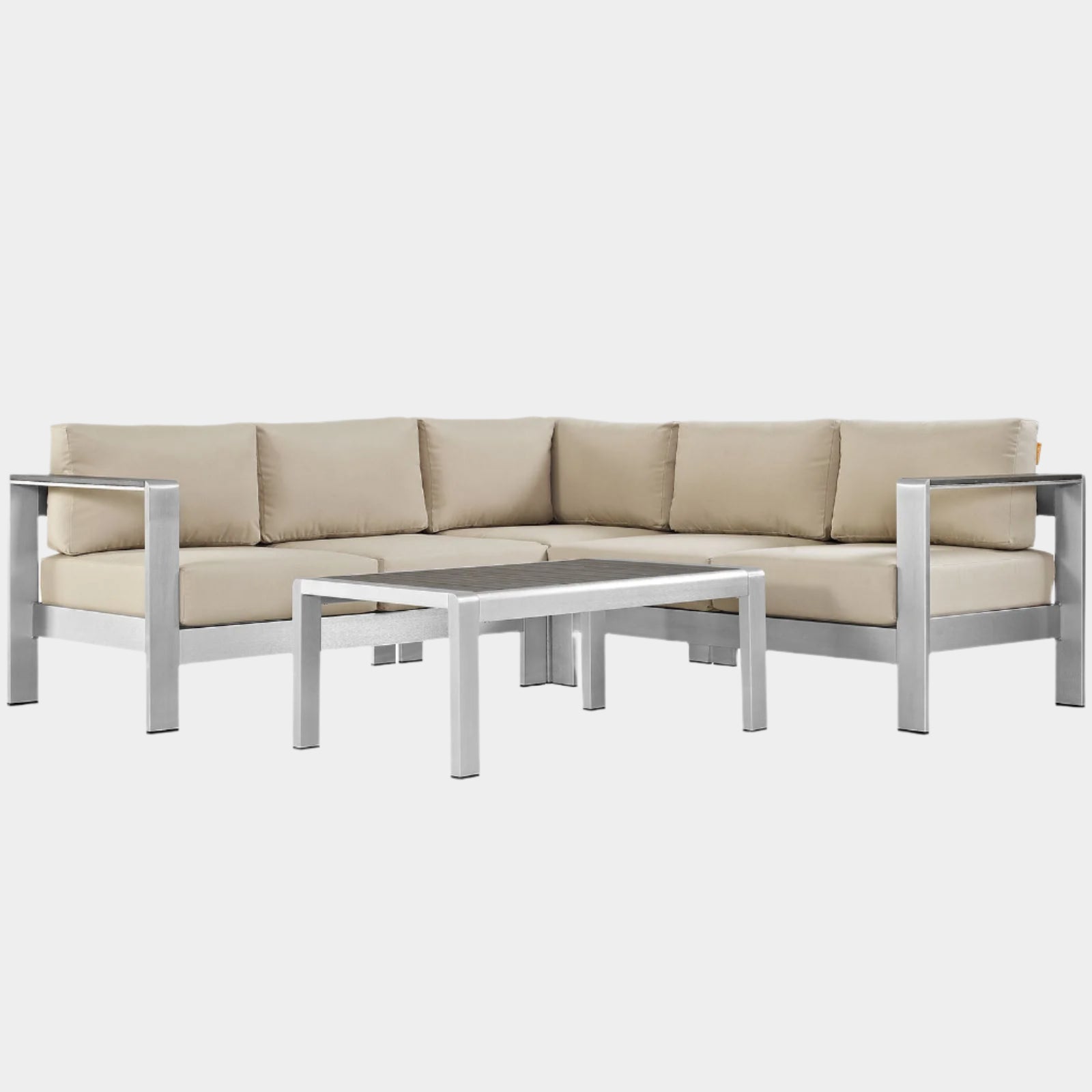 Shore 4 Piece Outdoor Patio Aluminum Sectional Sofa Set