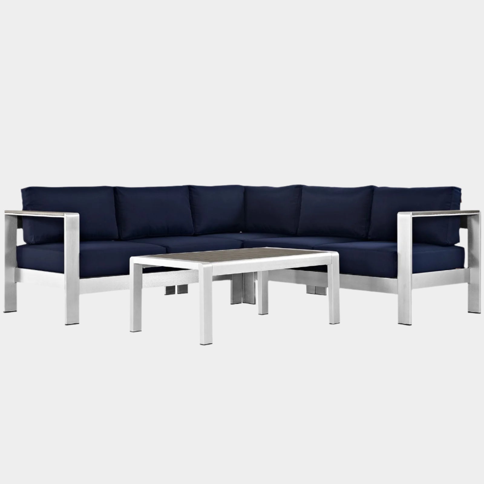 Shore 4 Piece Outdoor Patio Aluminum Sectional Sofa Set