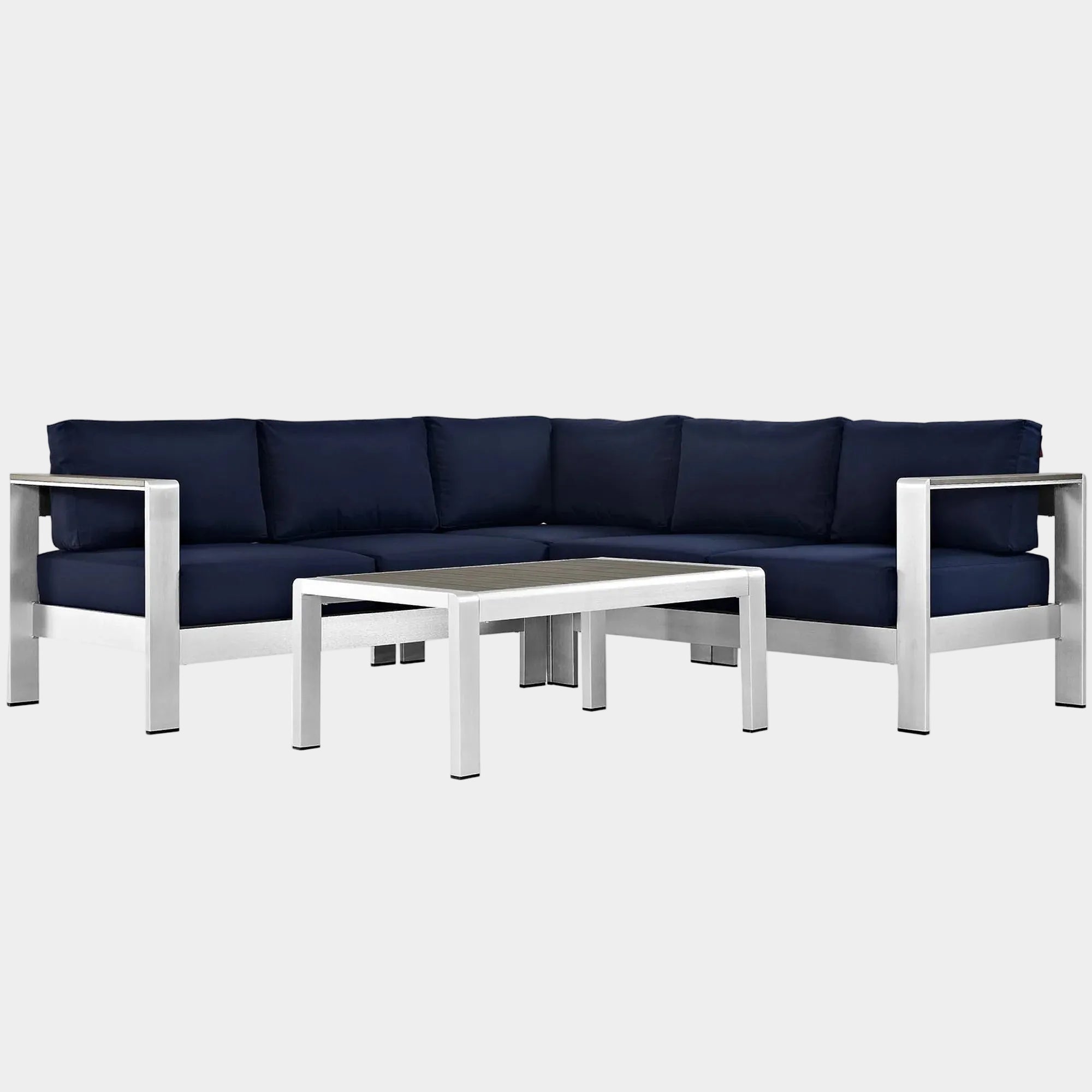 Shore 4 Piece Outdoor Aluminum Sectional Sofa