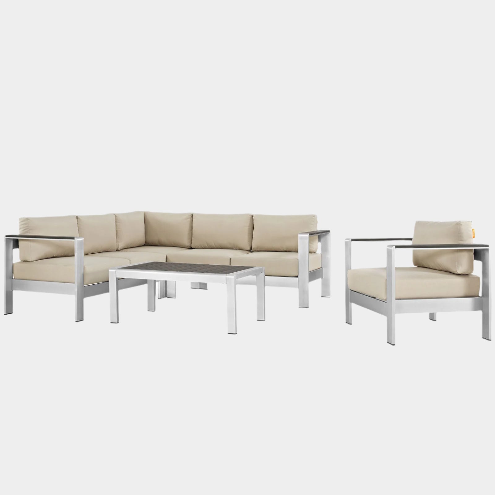 Shore 5 Piece Outdoor Patio Aluminum Sectional Sofa Set