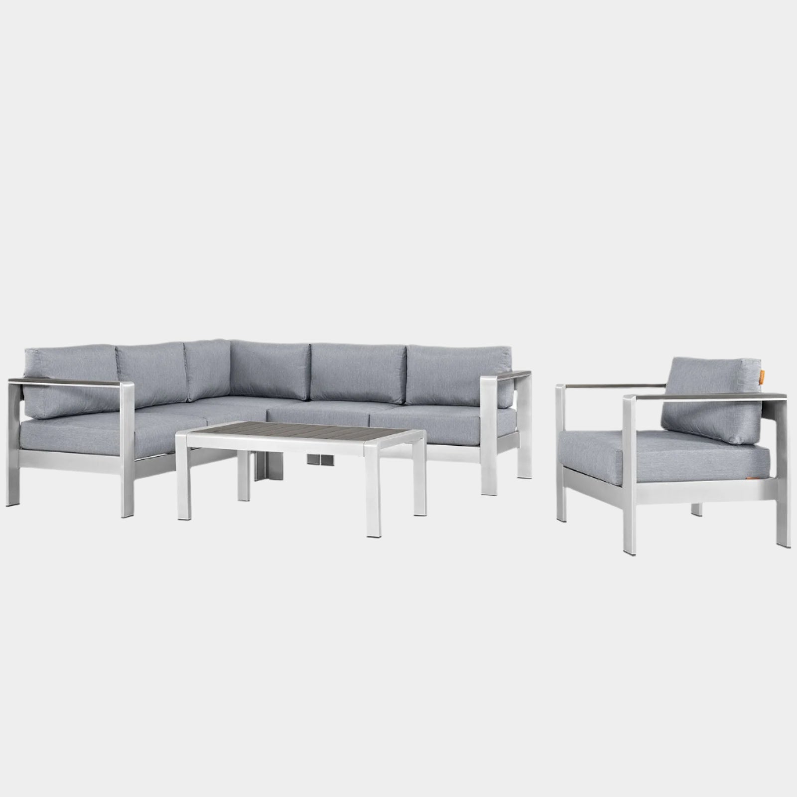 Shore 5 Piece Outdoor Patio Aluminum Sectional Sofa Set