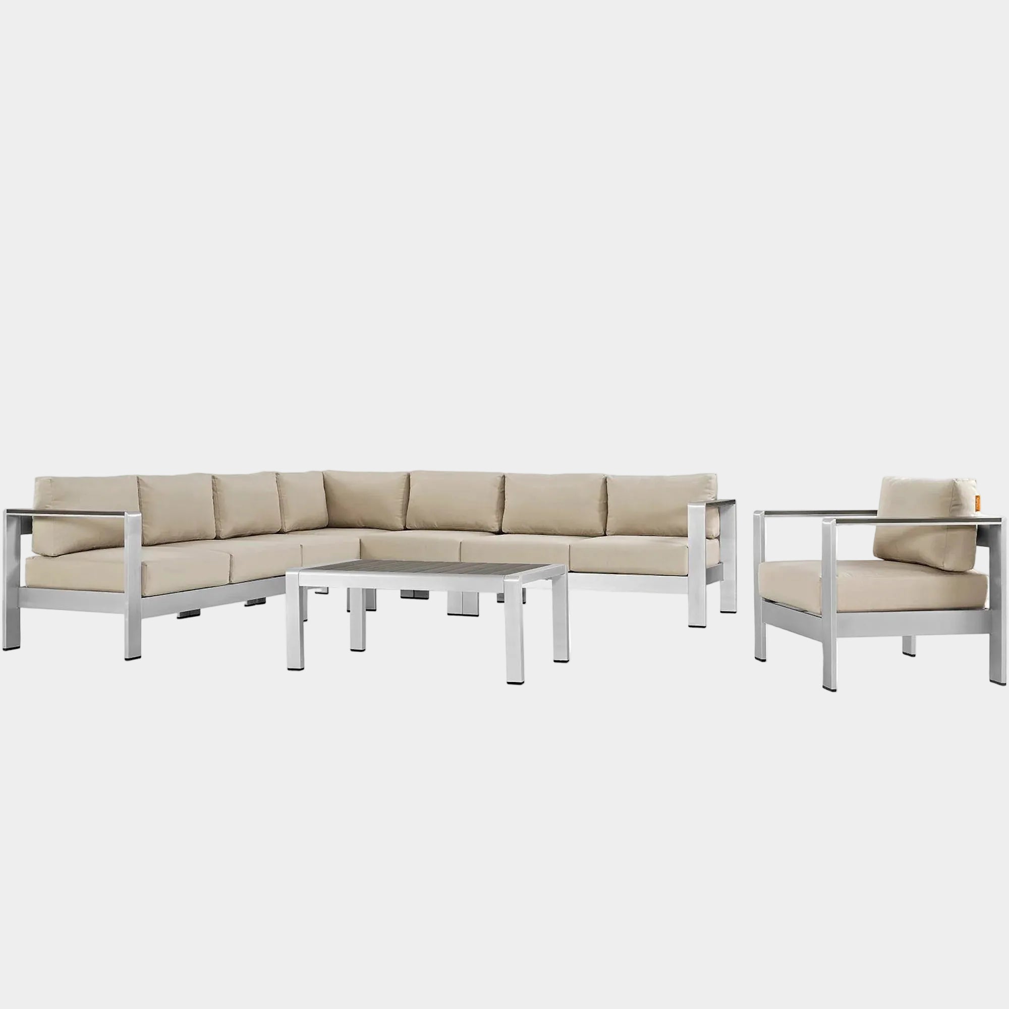 Shore 7 Piece Outdoor Aluminum Sectional Sofa Set