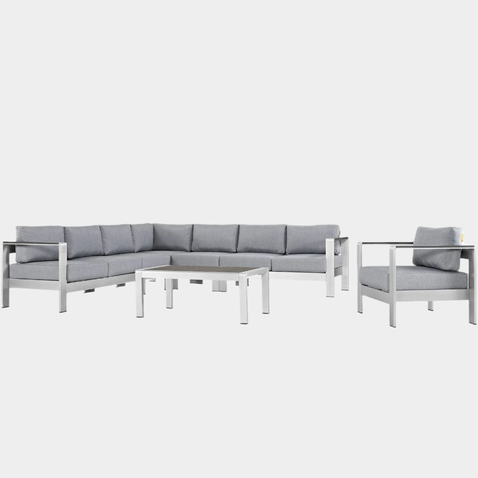 Shore 7 Piece Outdoor Patio Aluminum Sectional Sofa Set