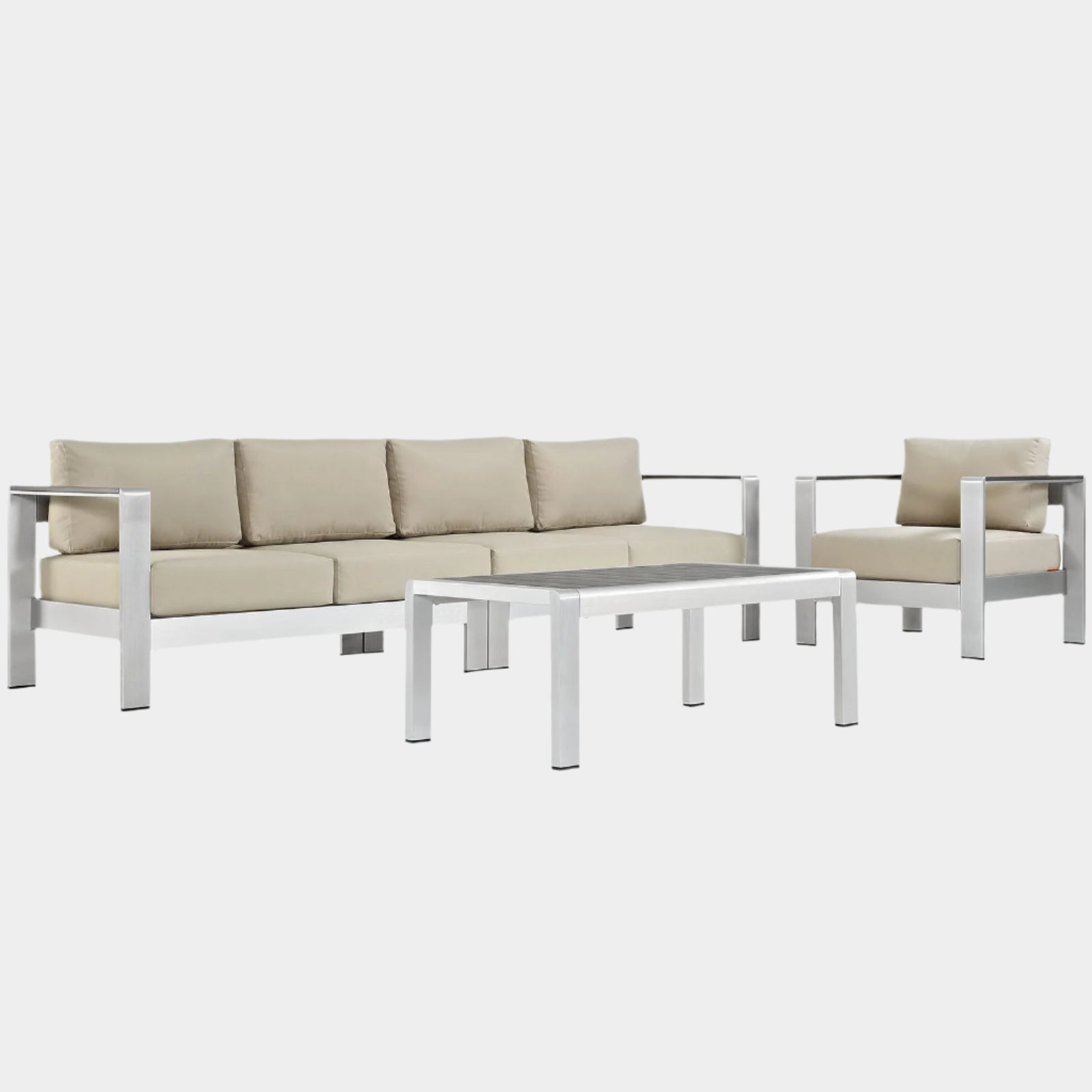 Shore 4 Piece Outdoor Patio Aluminum Sectional Sofa Set