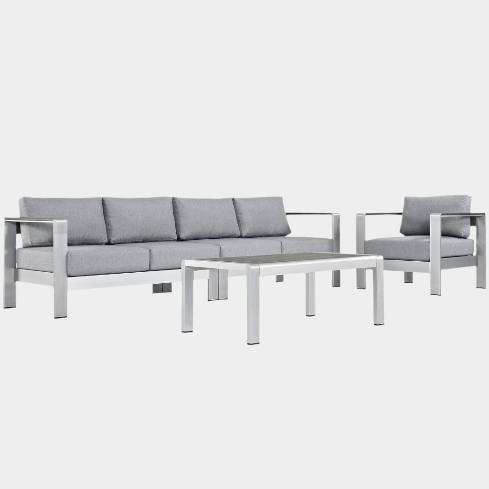 Shore 4 Piece Outdoor Patio Aluminum Sectional Sofa Set