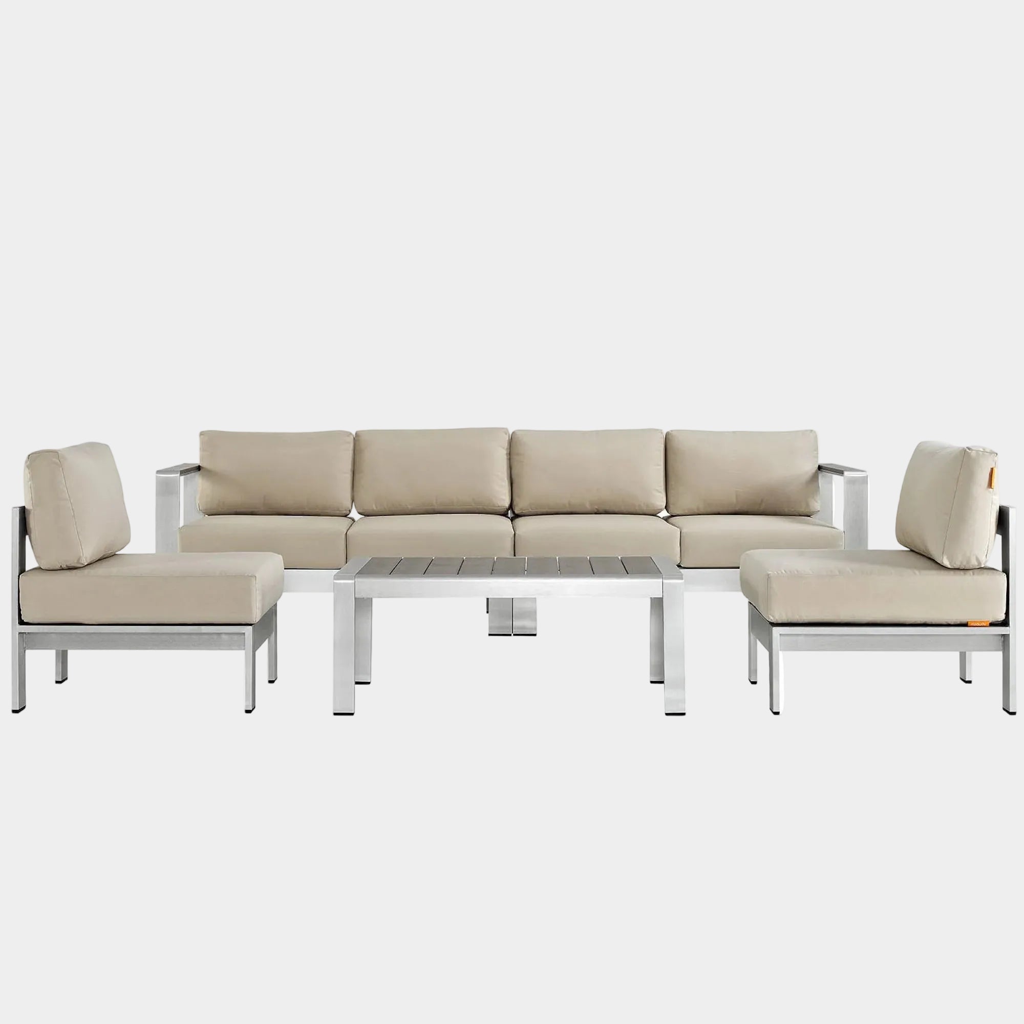 Shore 5 Piece Outdoor Aluminum Sectional Sofa Set
