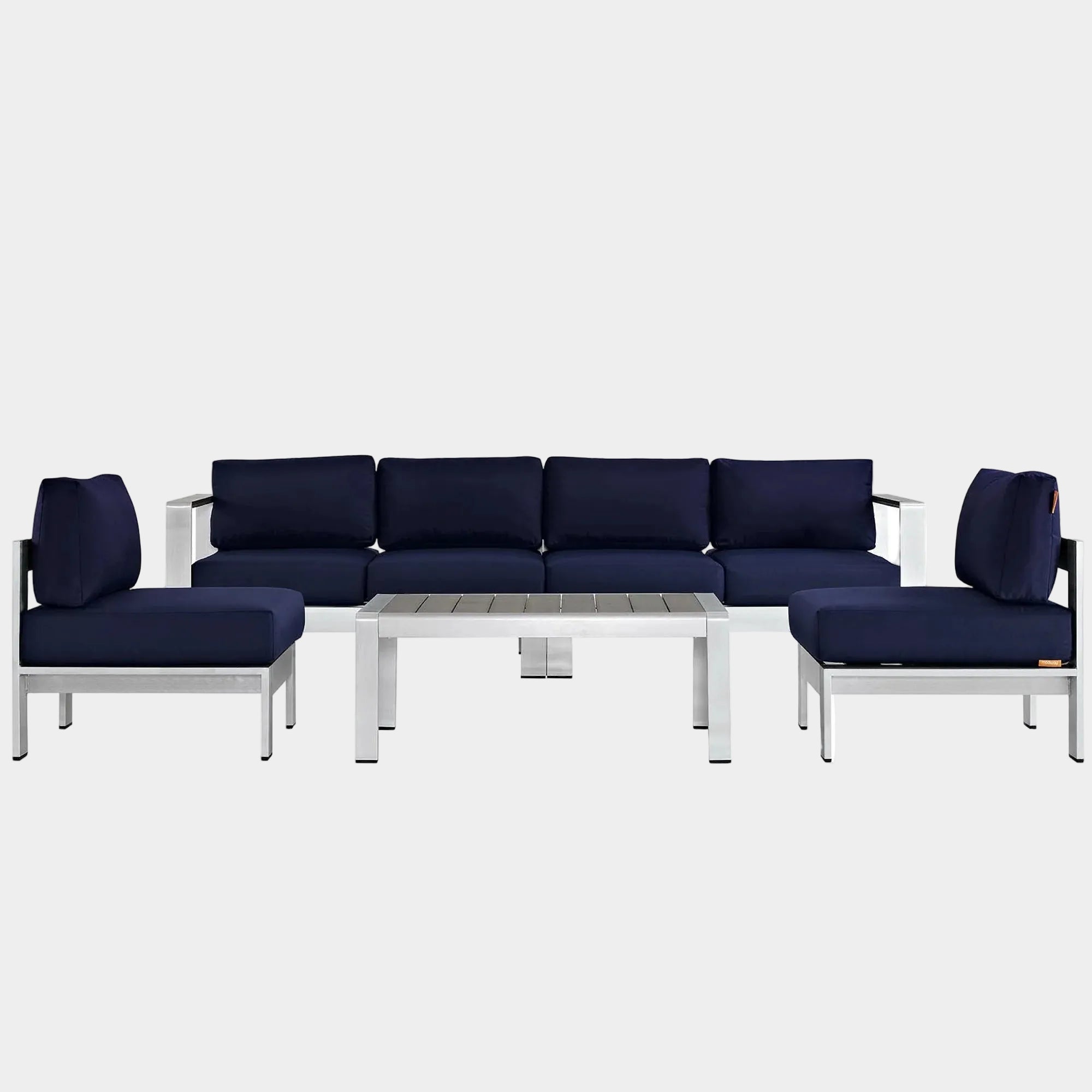 Shore 5 Piece Outdoor Aluminum Sectional Sofa Set