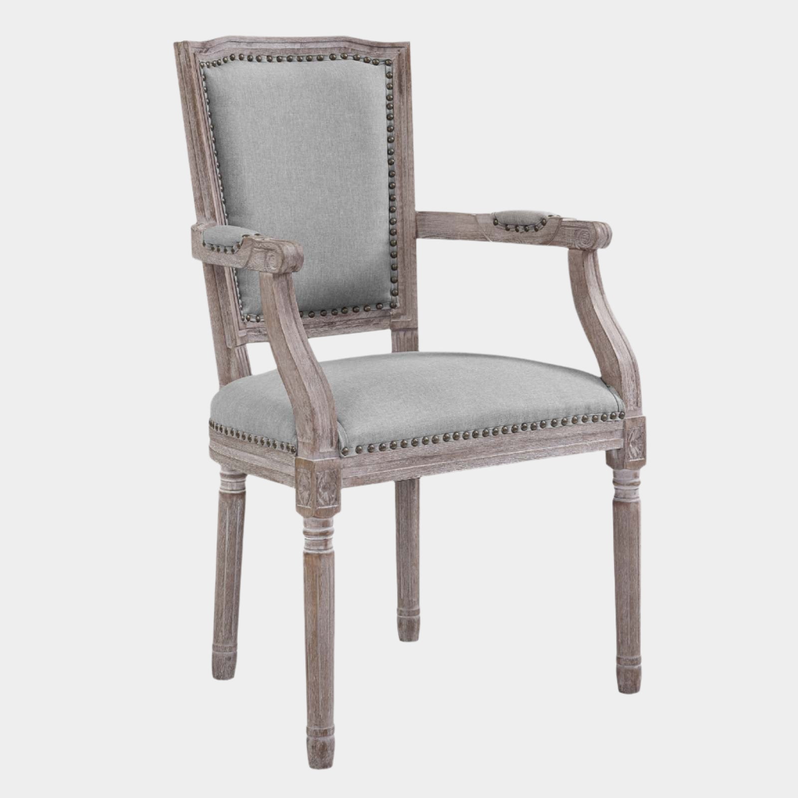 Penchant Vintage French Upholstered Fabric Dining Armchair