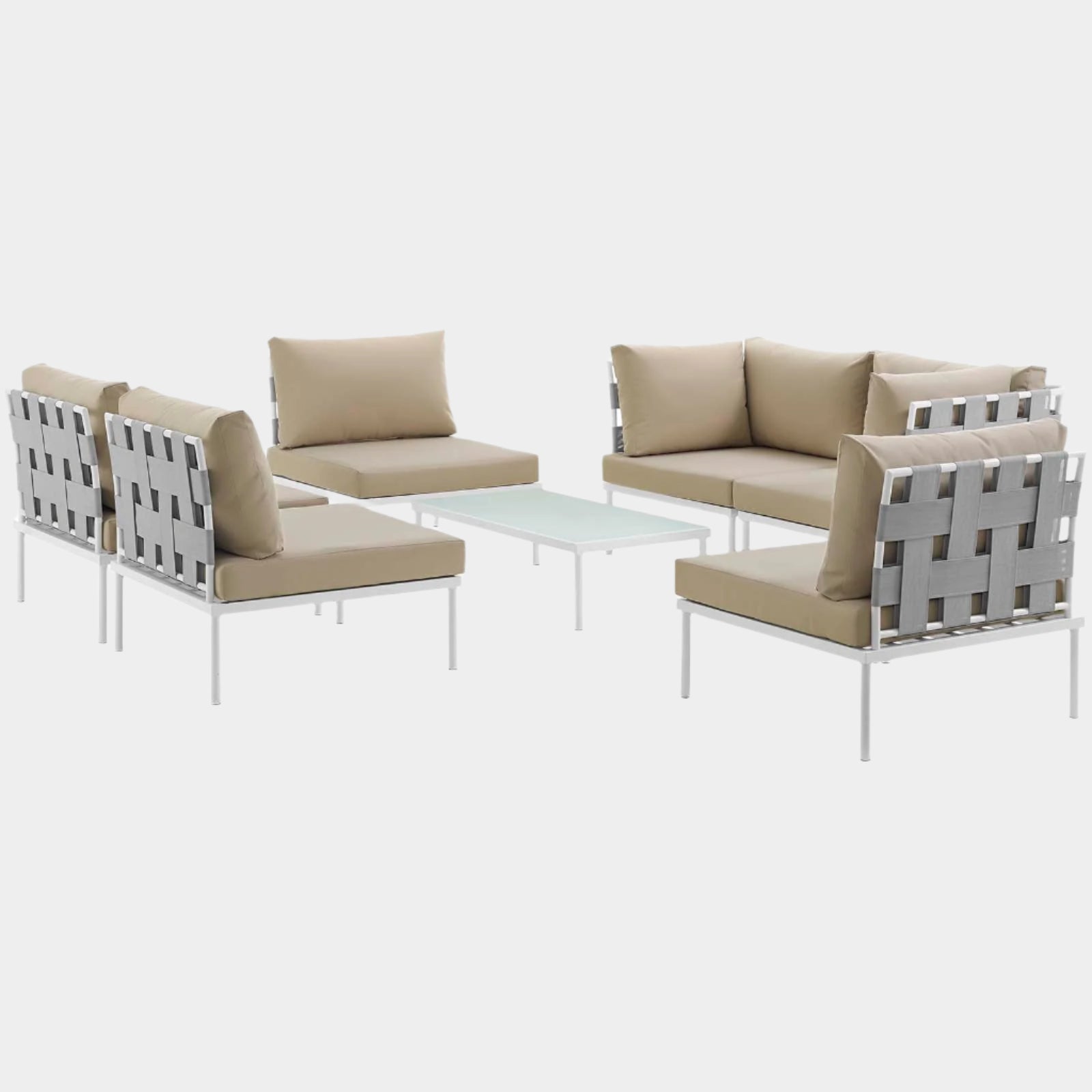 Harmony 7 Piece Outdoor Patio Aluminum Sectional Sofa Set