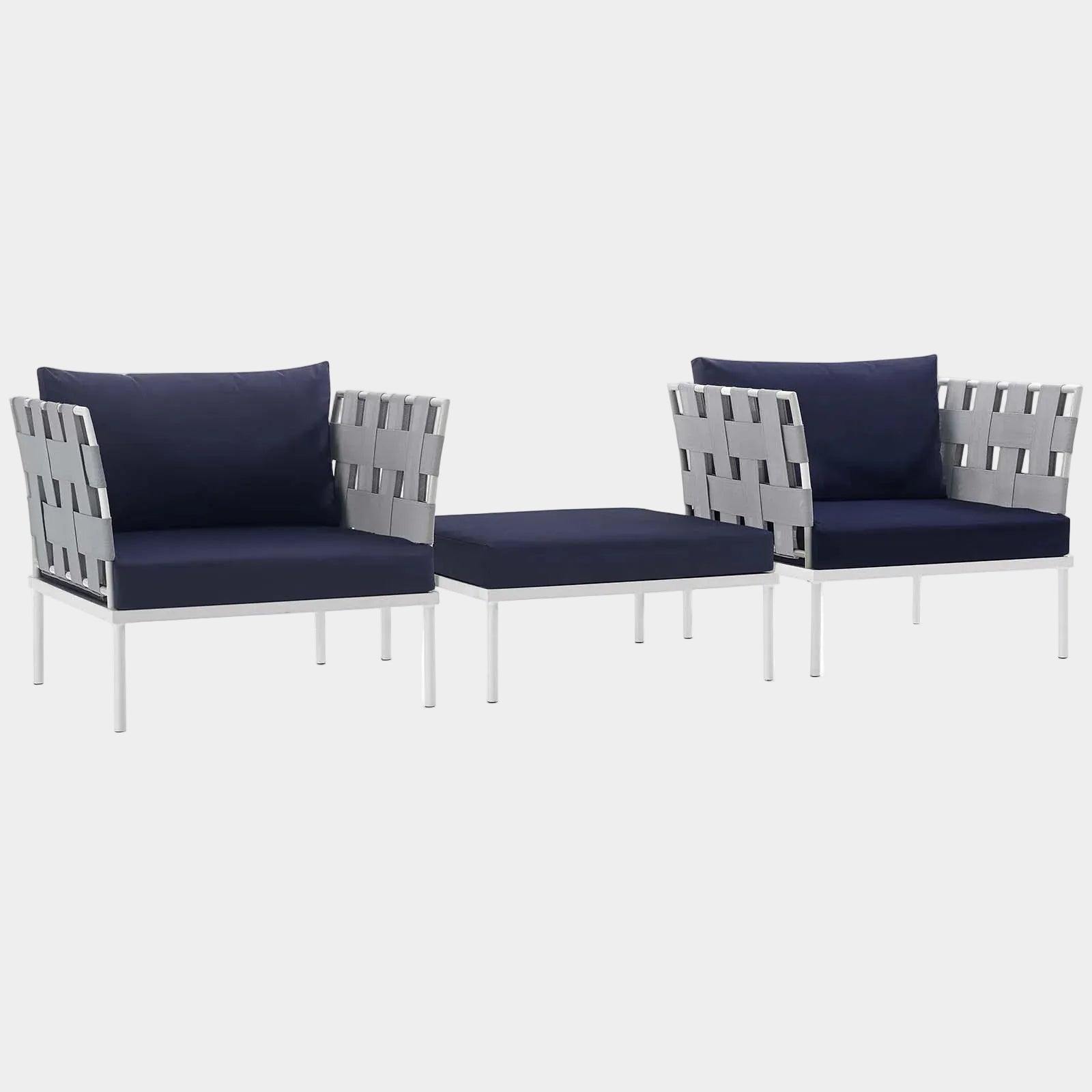 Harmony 3 Piece Outdoor Patio Aluminum Sectional Sofa Set