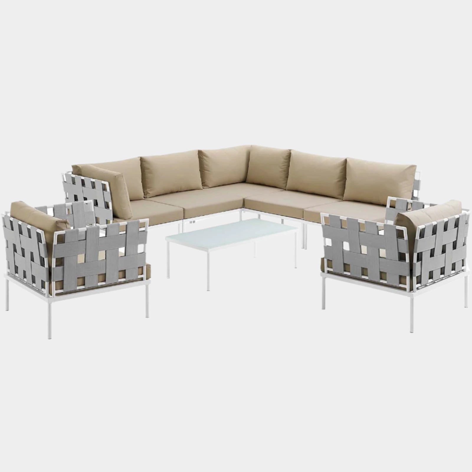 Harmony 8 Piece Outdoor Patio Aluminum Sectional Sofa Set