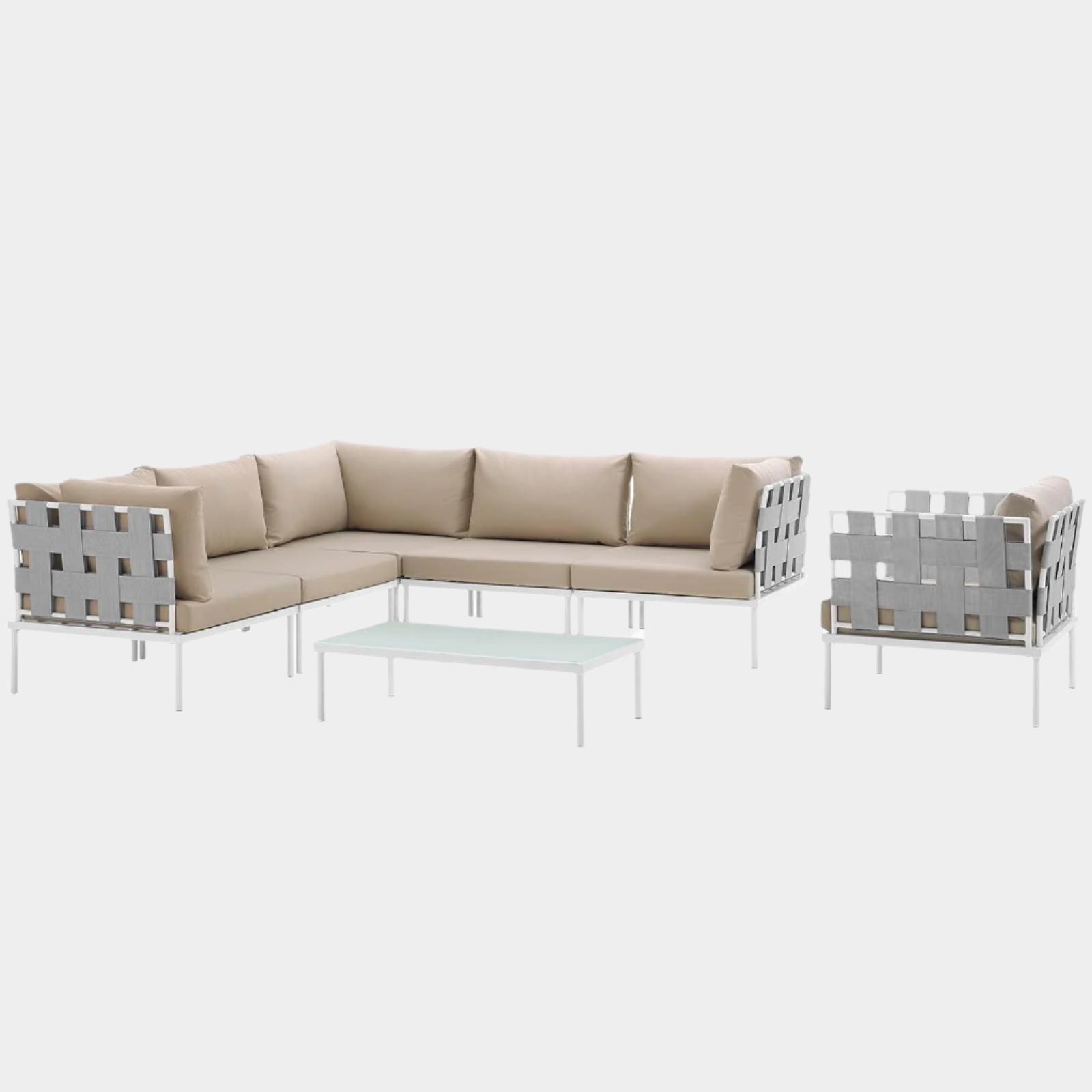 Harmony 7 Piece Outdoor Patio Aluminum Sectional Sofa Set