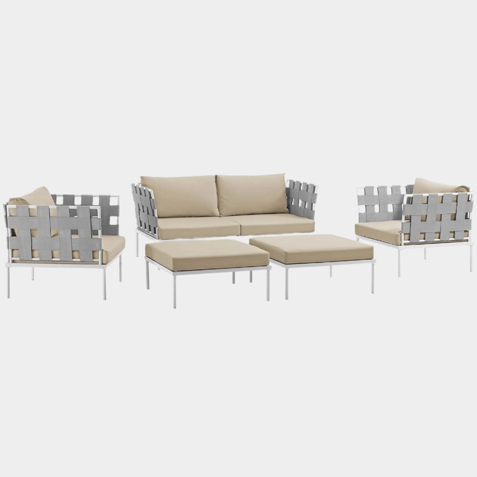 Harmony 5 Piece Outdoor Patio Aluminum Sectional Sofa Set