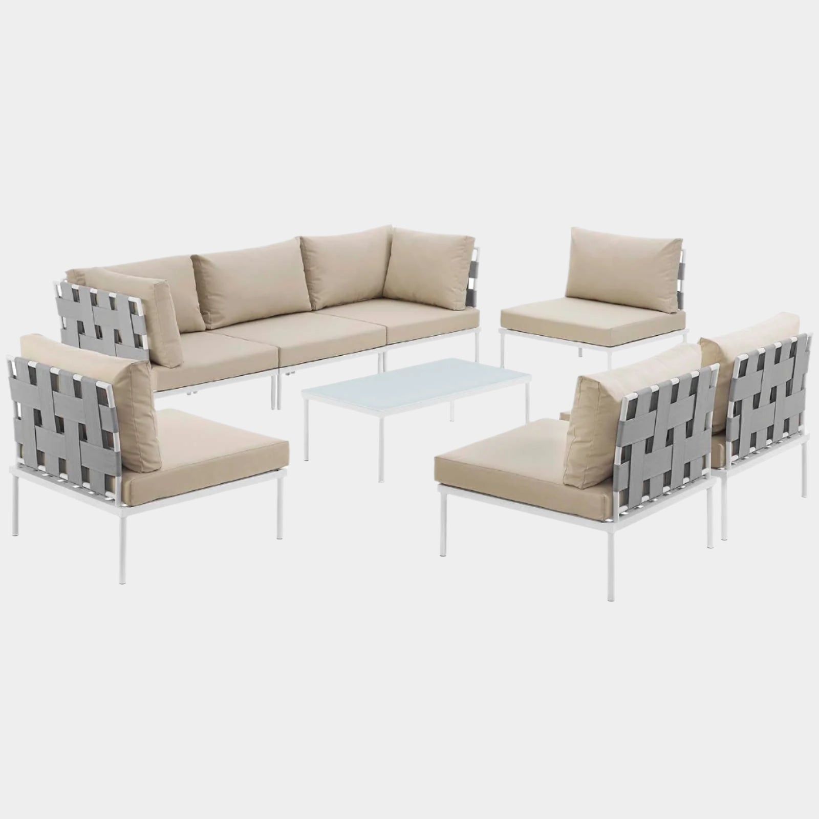 Harmony 8 Piece Outdoor Patio Aluminum Sectional Sofa Set