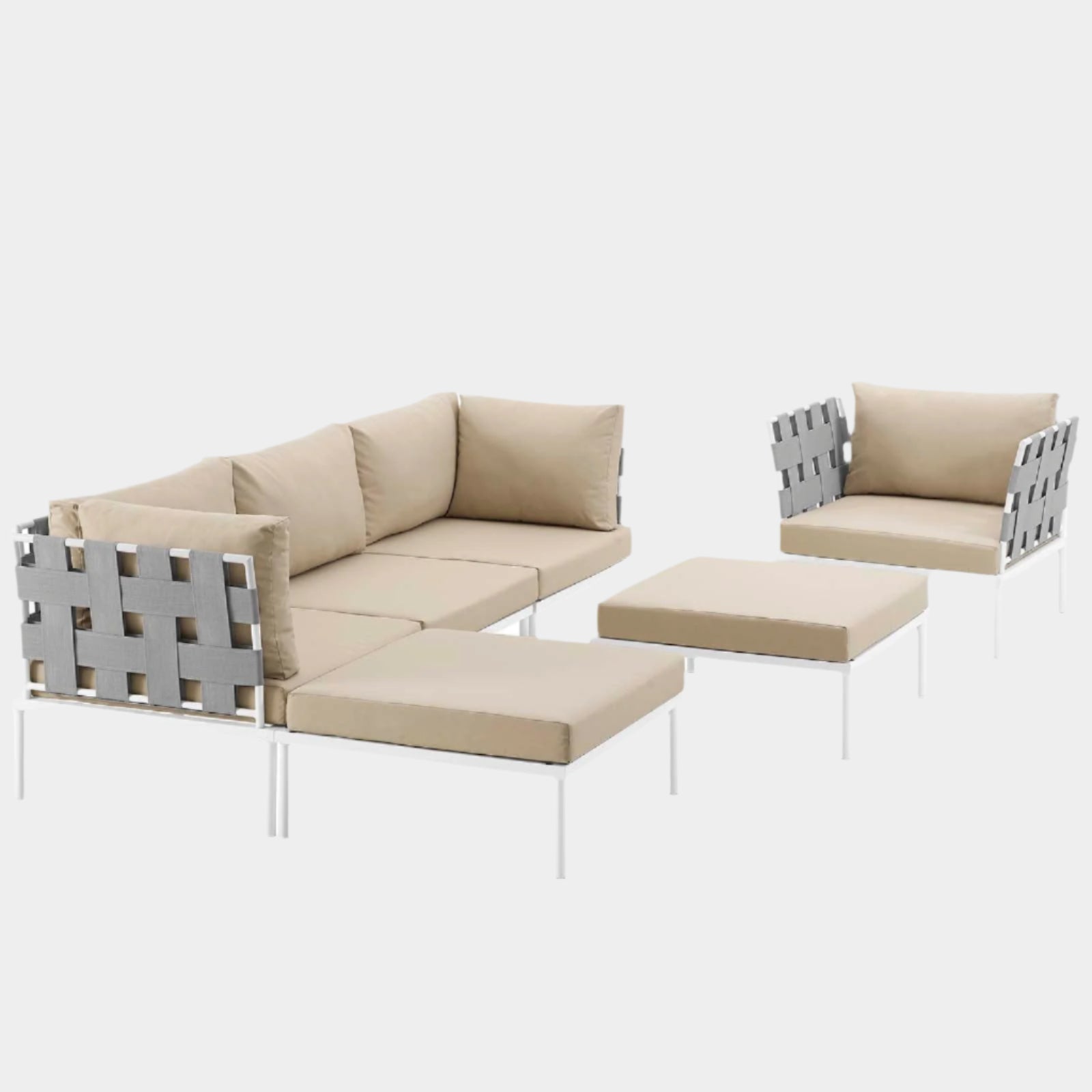 Harmony 6 Piece Outdoor Patio Aluminum Sectional Sofa Set