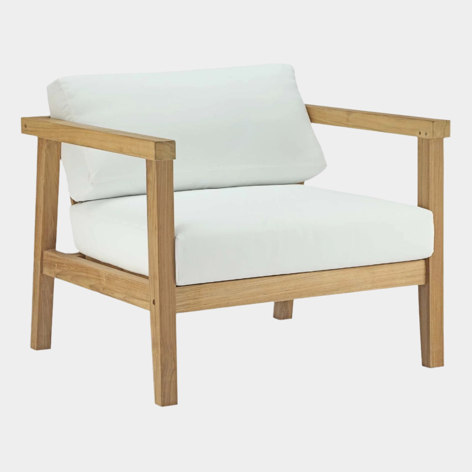 Bayport Outdoor Patio Teak Armchair in Natural White