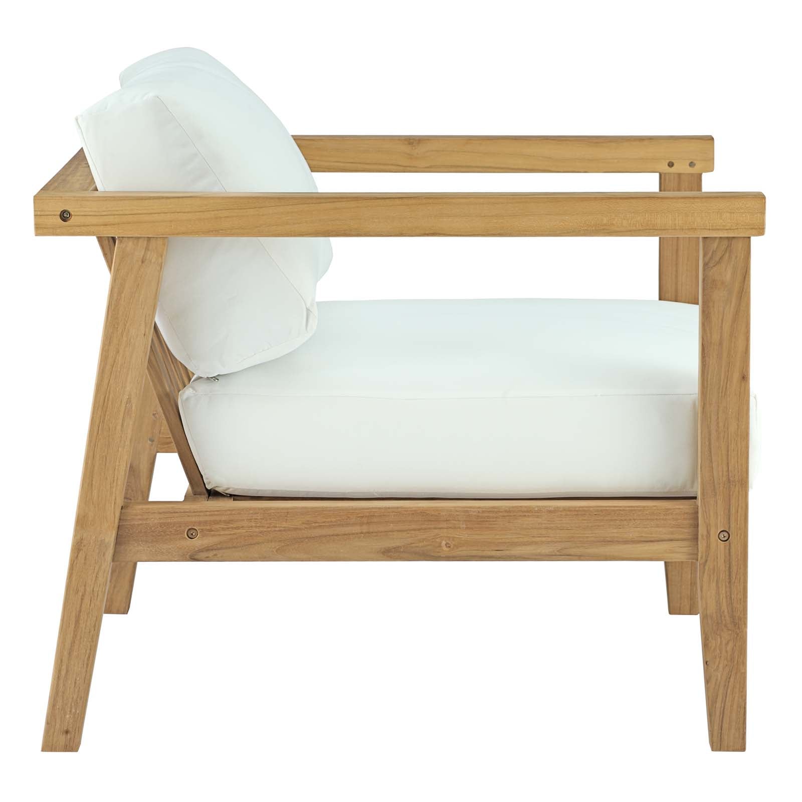 Bayport Outdoor Patio Teak Armchair in Natural White