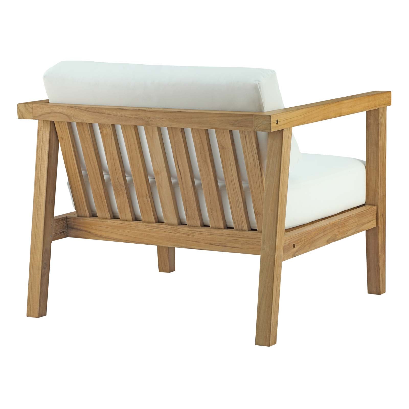 Bayport Outdoor Patio Teak Armchair in Natural White