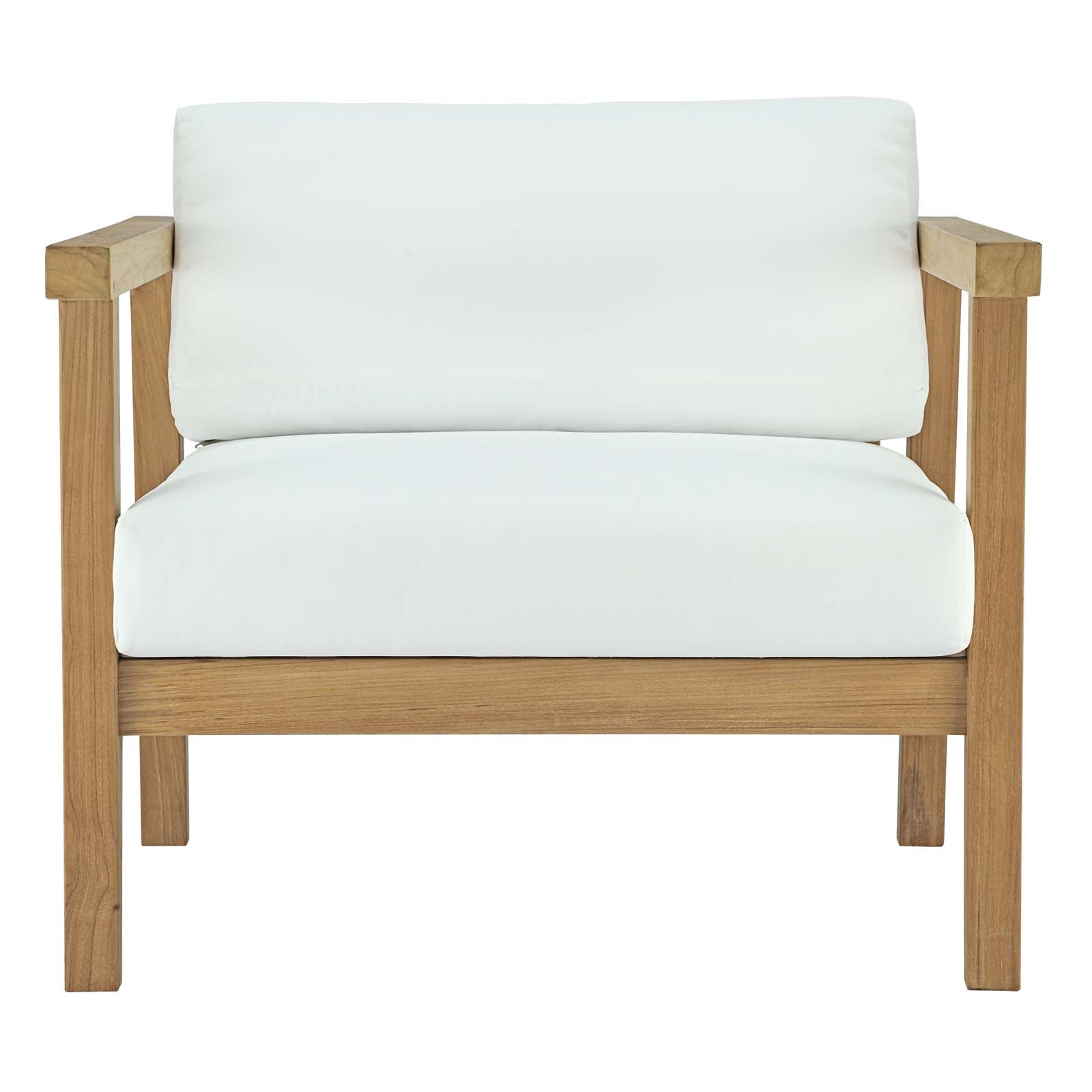 Bayport Outdoor Patio Teak Armchair in Natural White