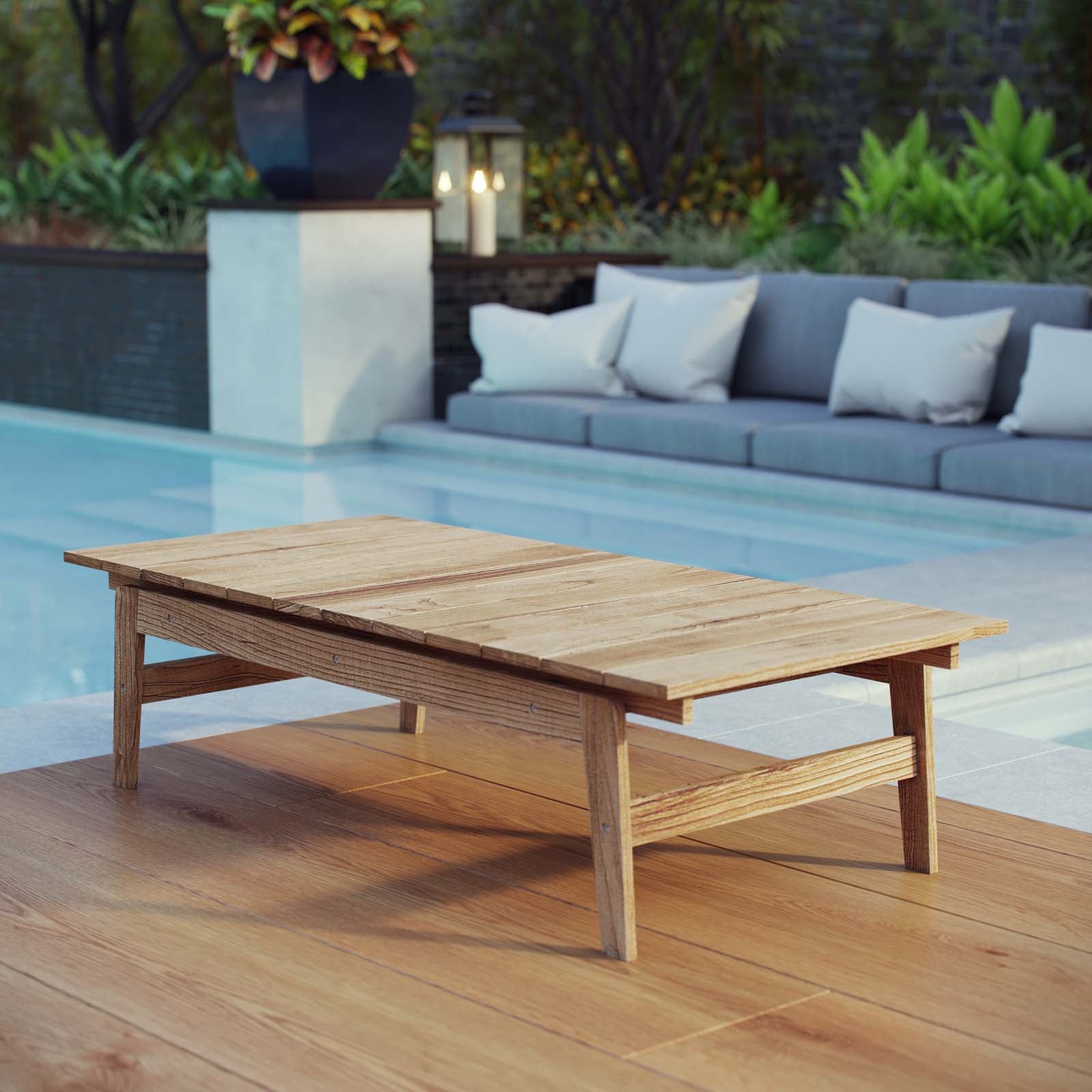 Bayport Outdoor Patio Teak Coffee Table in Natural