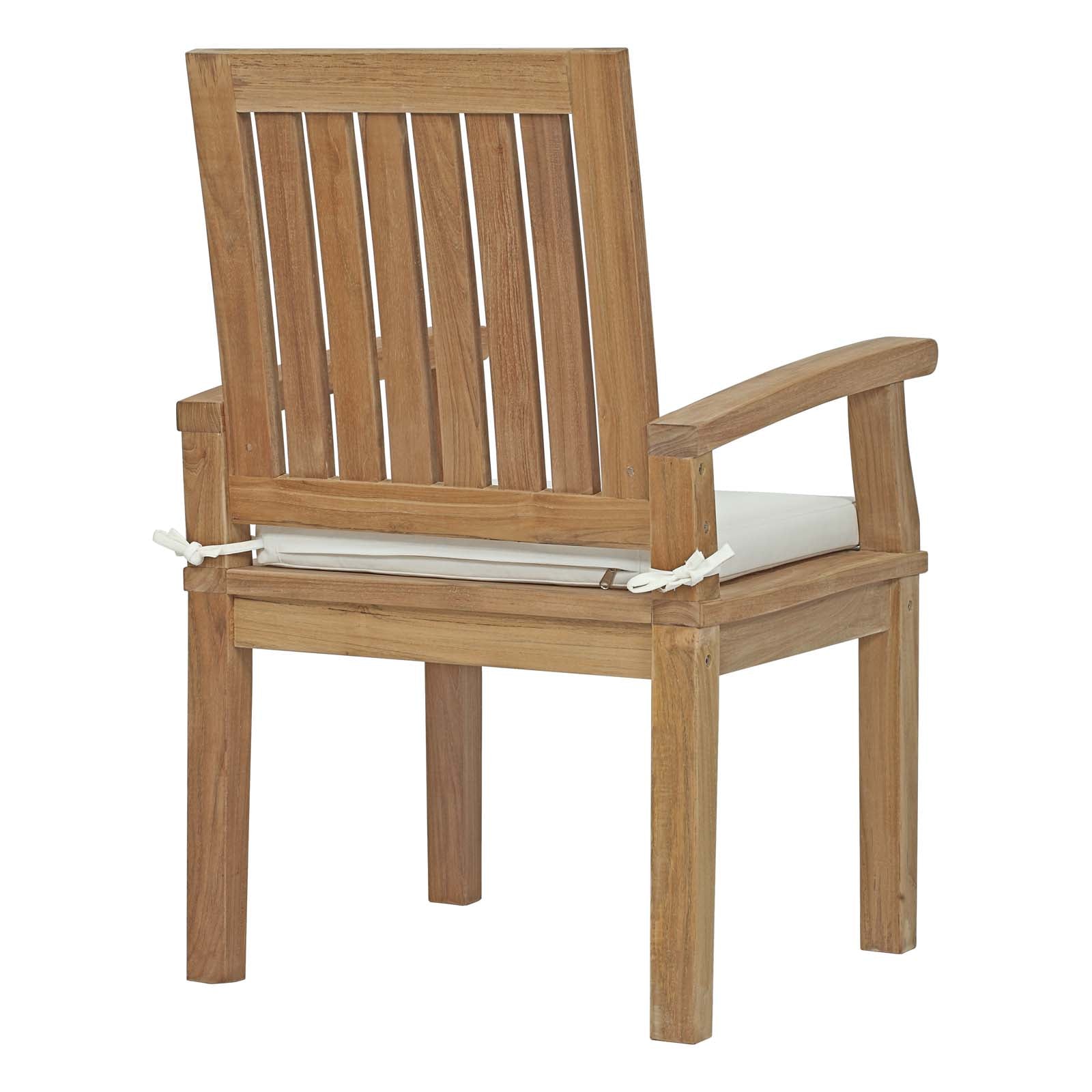 Marina Outdoor Patio Teak Dining Chair in Natural White