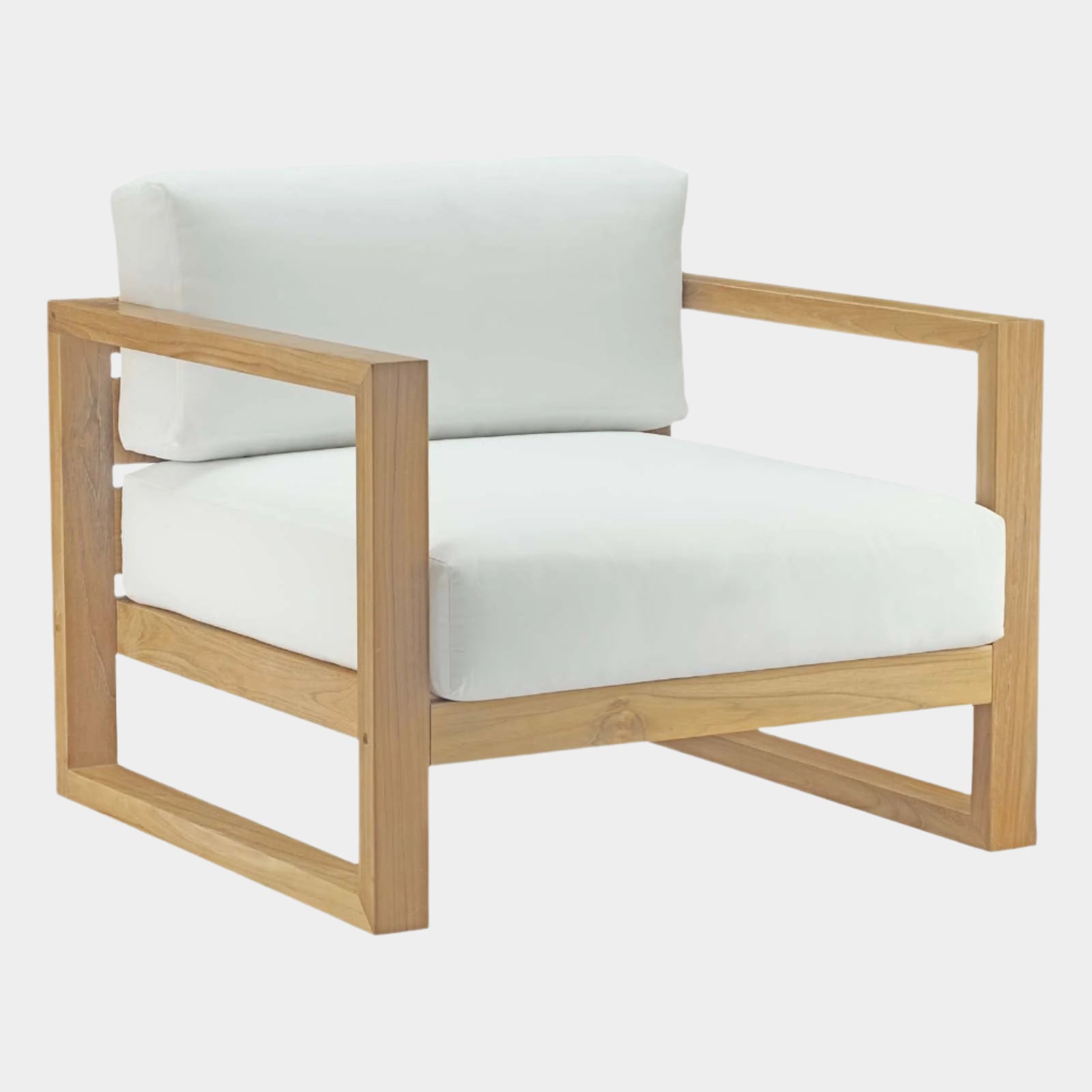 Upland Outdoor Patio Teak Armchair in Natural White