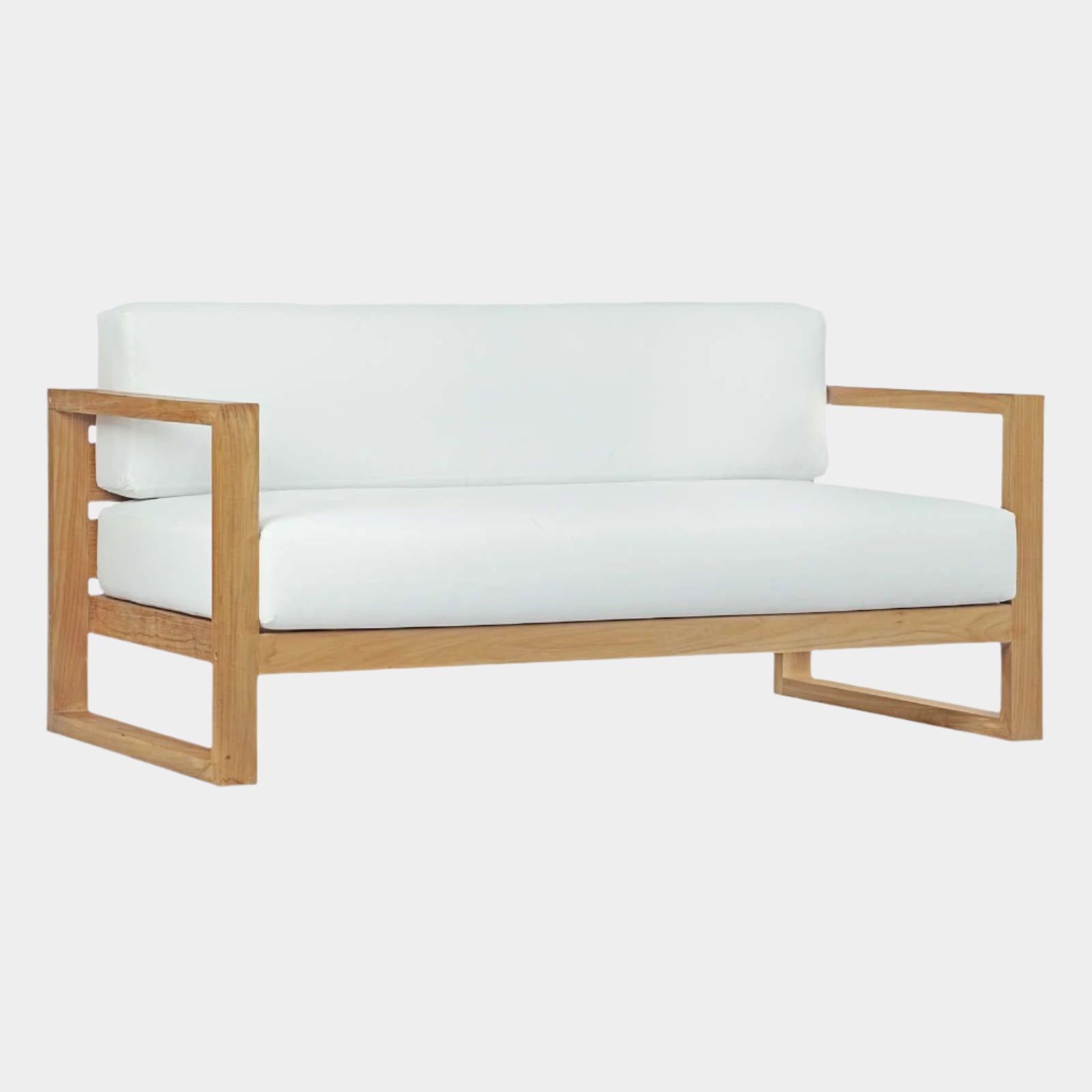 Upland Outdoor Patio Teak Sofa in Natural White