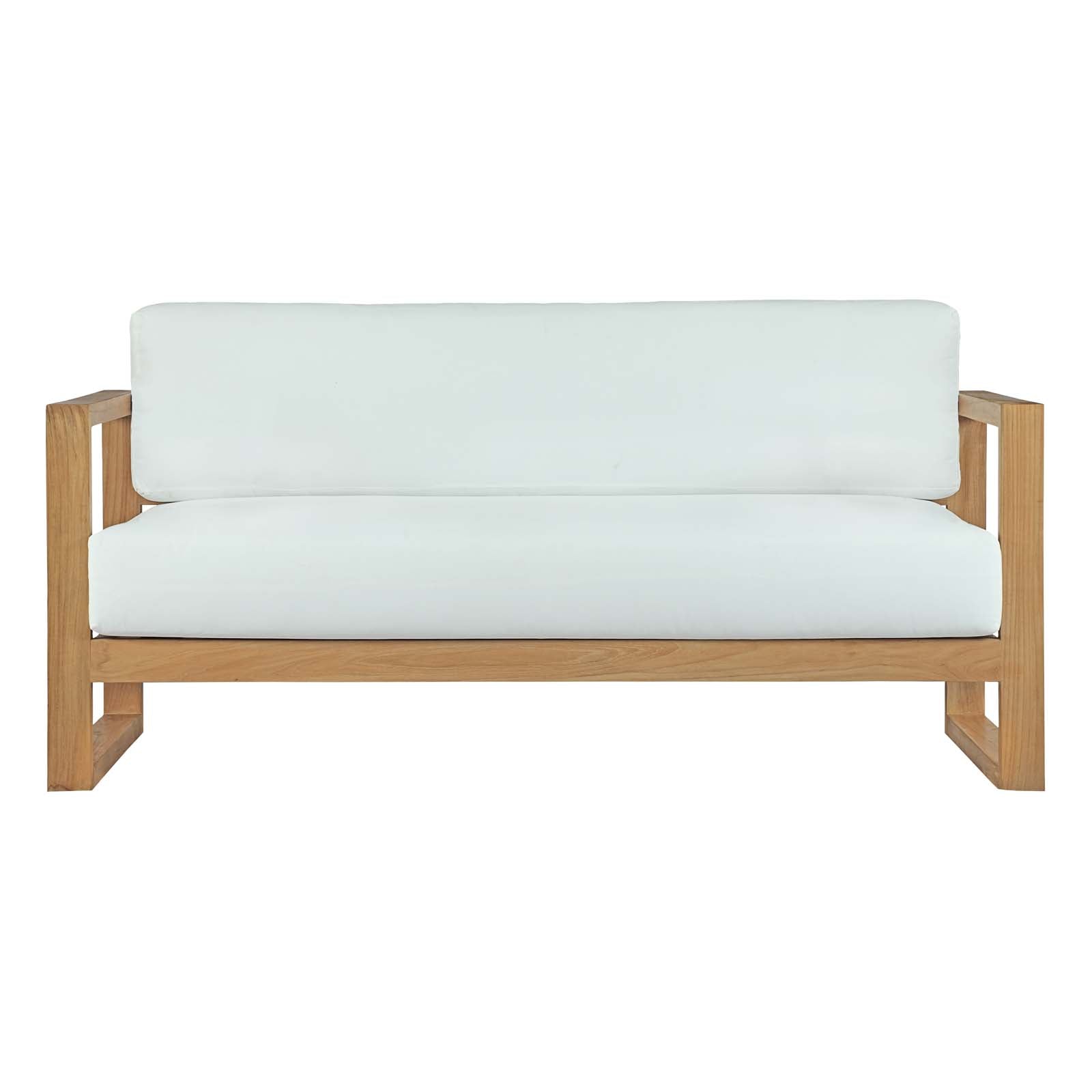 Upland Outdoor Patio Teak Sofa in Natural White